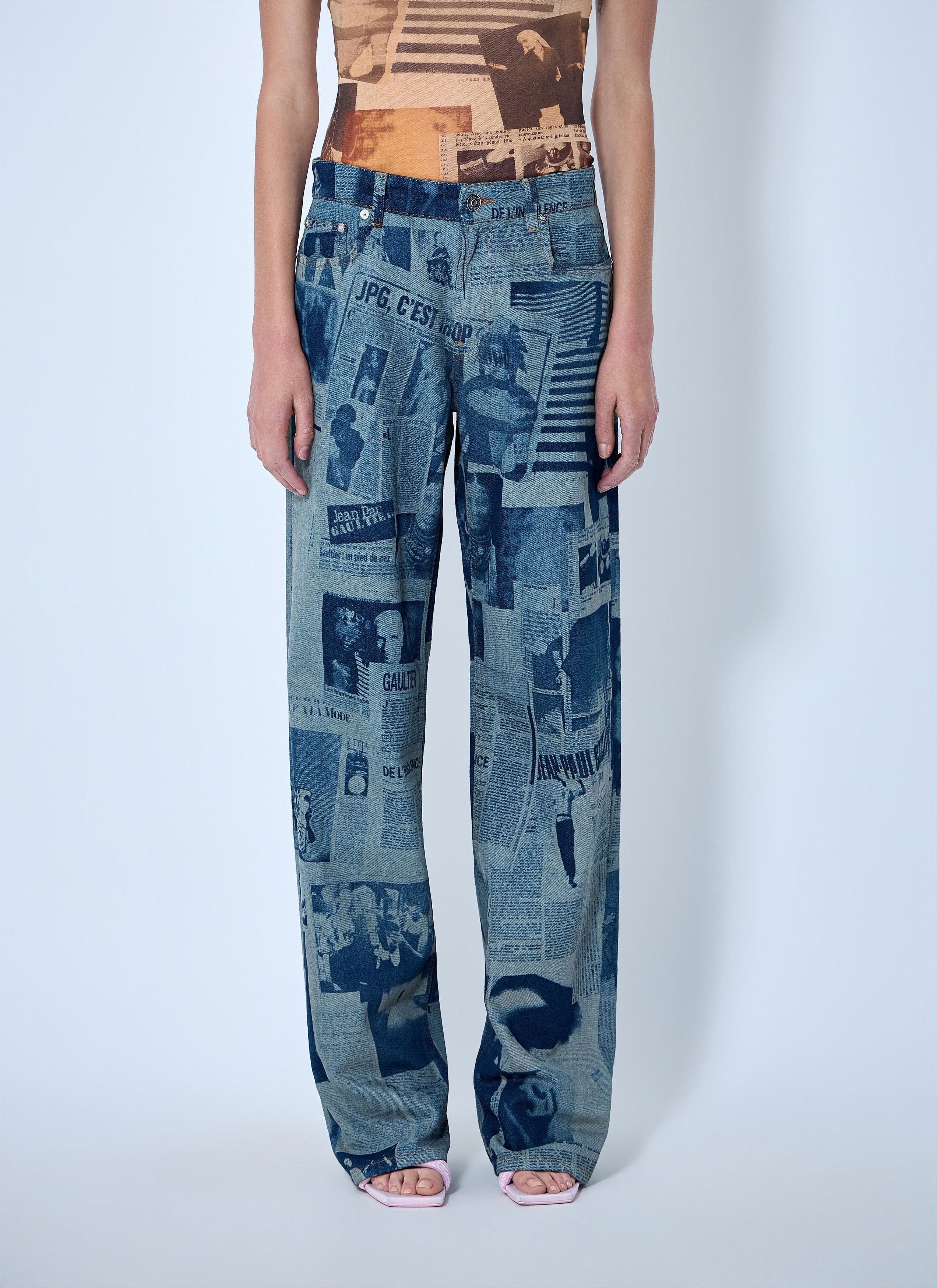 Jean Paul Gaultier Newspaper Print Jeans Size 25" / US 0 / IT 36 - 1 Thumbnail