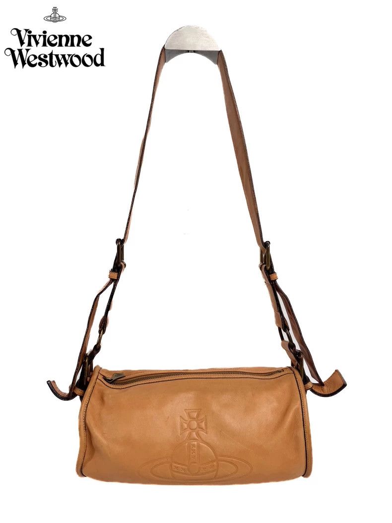Vivienne Westwood Powder orange leather cylinder bag