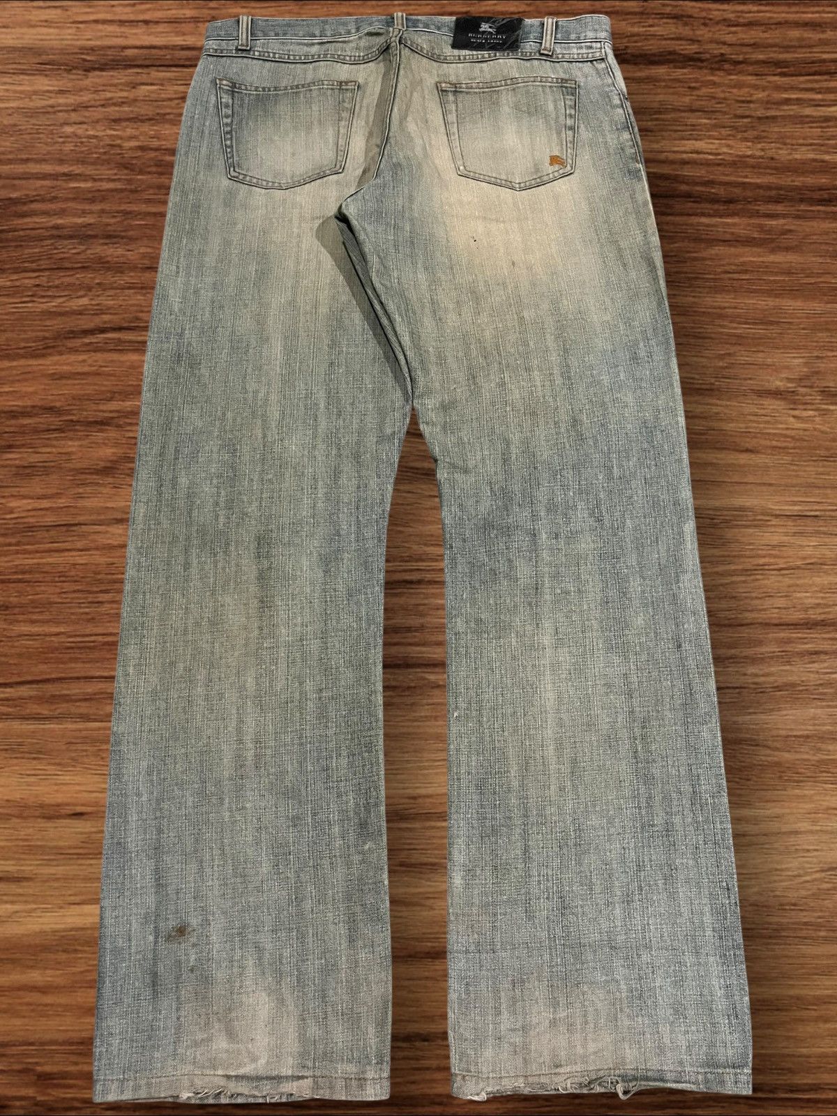 Black Label × Burberry ⚡️Sick⚡️Burberry Black Label Mud Wash Distress Buttonfly Jeans Size US 35 - 2 Thumbnail