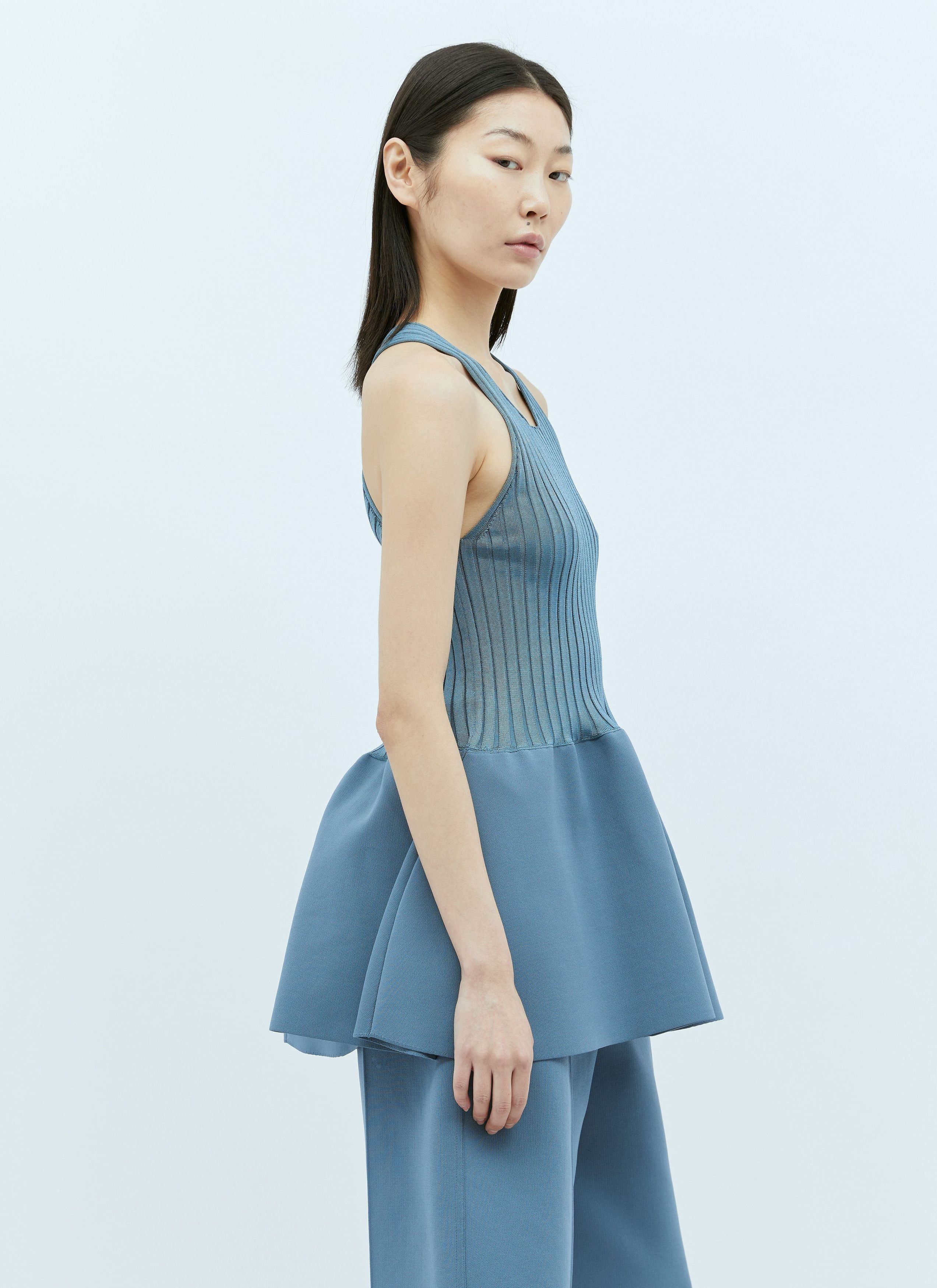 Jil Sander o1w1db10825 Knit Sleeves Tulip Tank Top in Blue Size L / US 10 / IT 46 - 7 Thumbnail
