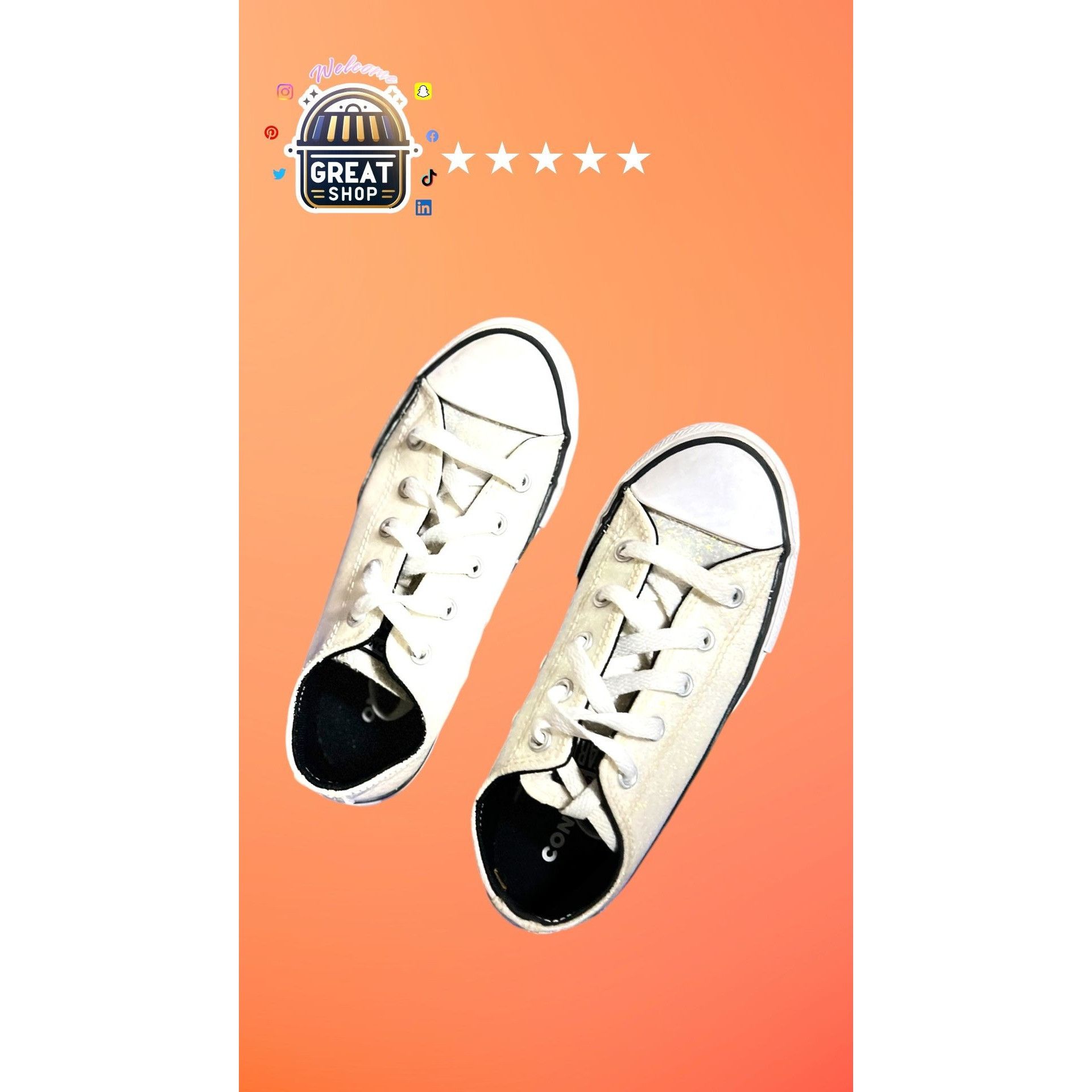 Converse Converse All Star Womens Glitter Low-Top Sneakers Size 7 Whi Size US 7 / IT 37 - 7 Thumbnail