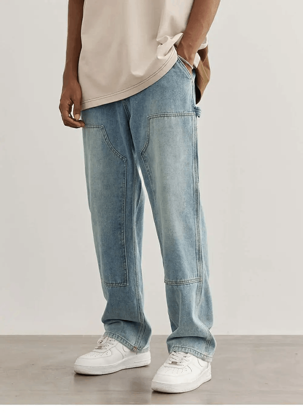 Jean × Vintage washed faded double knee carpenter cargo jeans Size US 32 / EU 48 - 5 Thumbnail
