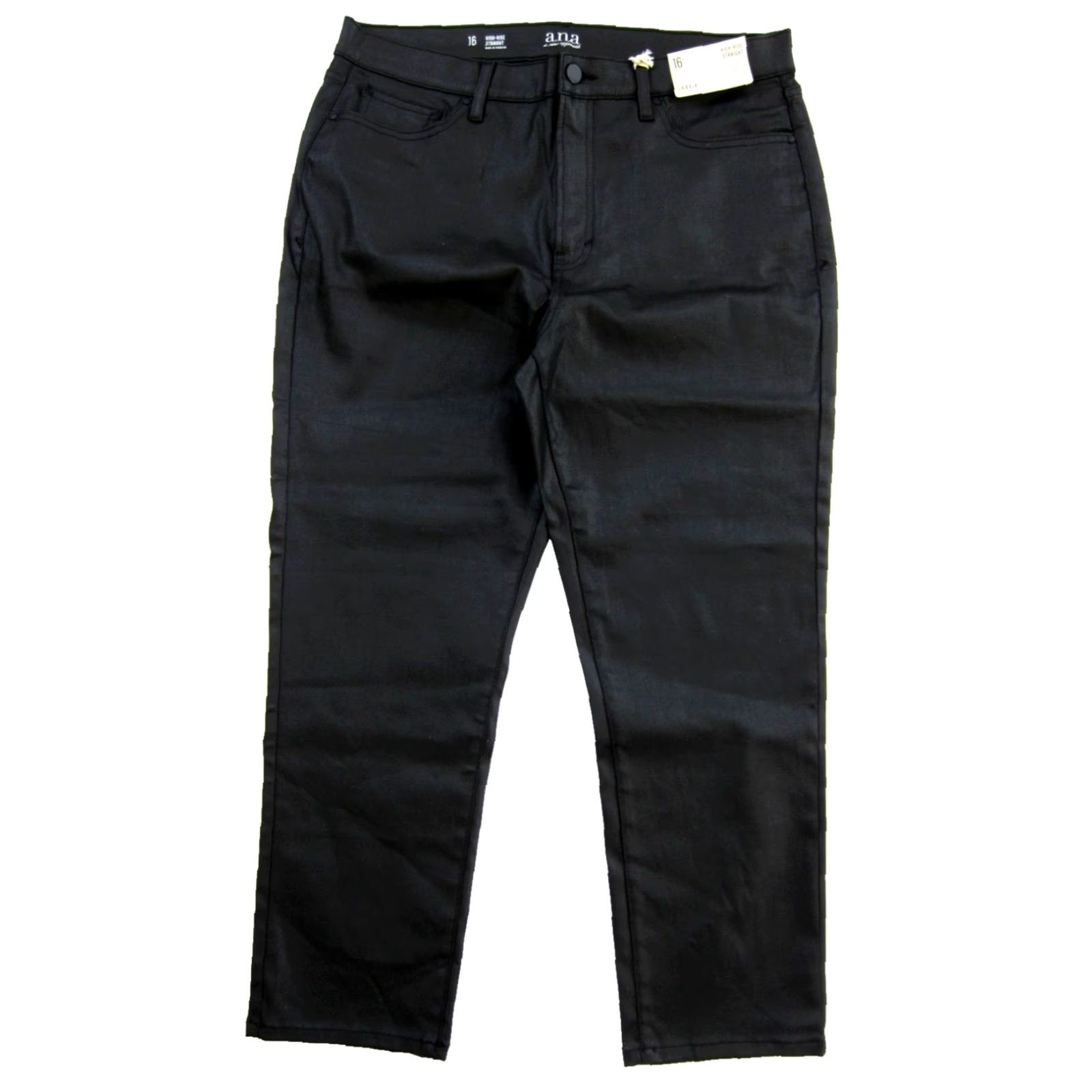 Vintage NWT a.n.a Black Stretch High Rise Straight Fitted Hip Thigh Slim Leg Jean 16 Size 38" / US 16 / IT 52 - 2 Thumbnail
