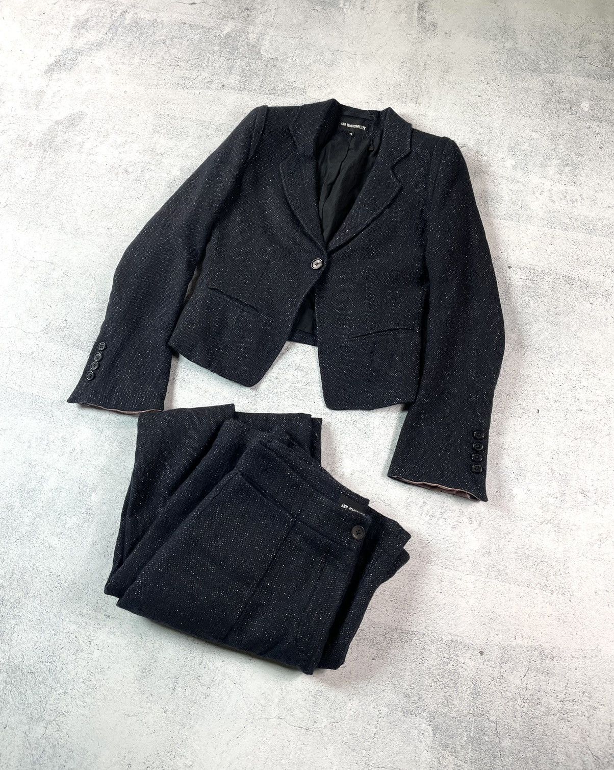 Ann Demeulemeester Ann Demeulemeester Shiny Polka Dot Blazer & Wide Pants Suit Size XS / US 0-2 / IT 36-38 - 1 Thumbnail
