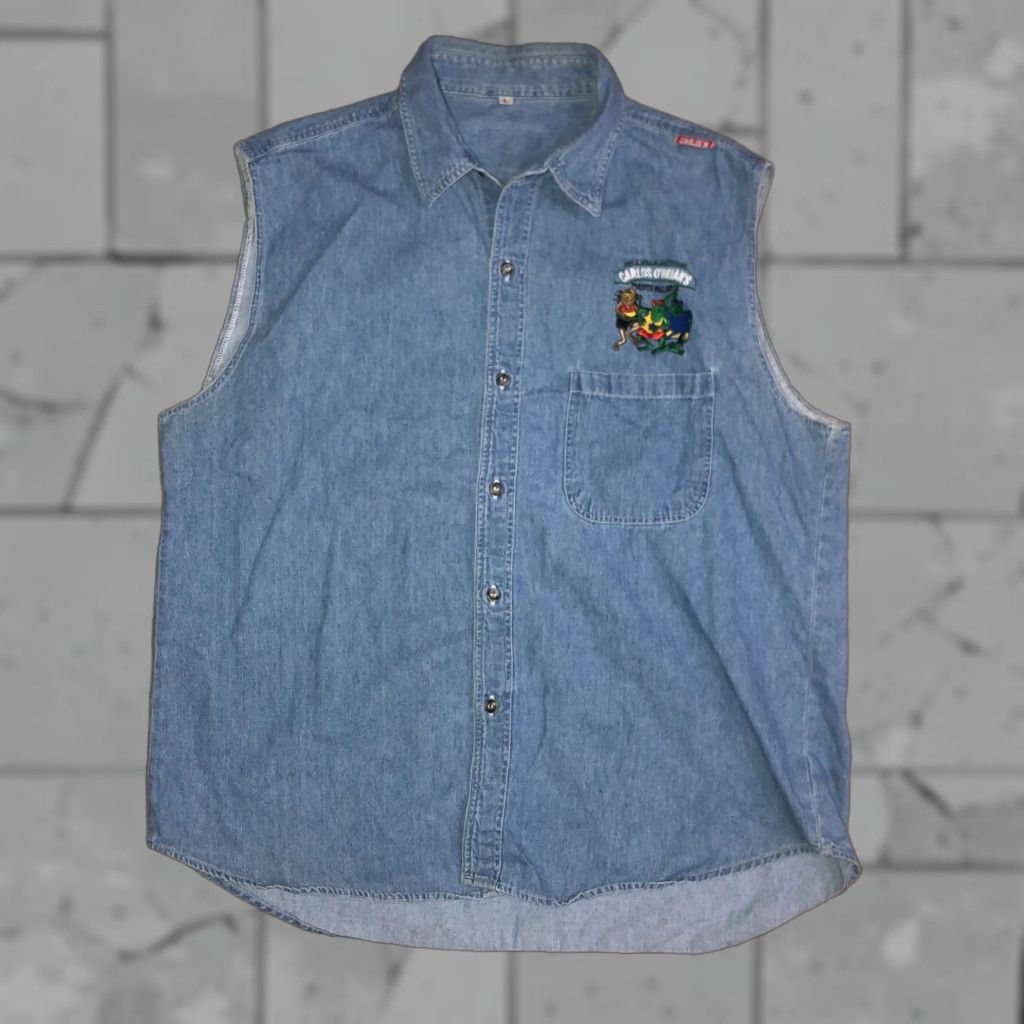 Denime Carlos O’Brians Denim Sleeveless Button Shirt Mens Size L Size US L / EU 52-54 / 3 - 1 Thumbnail
