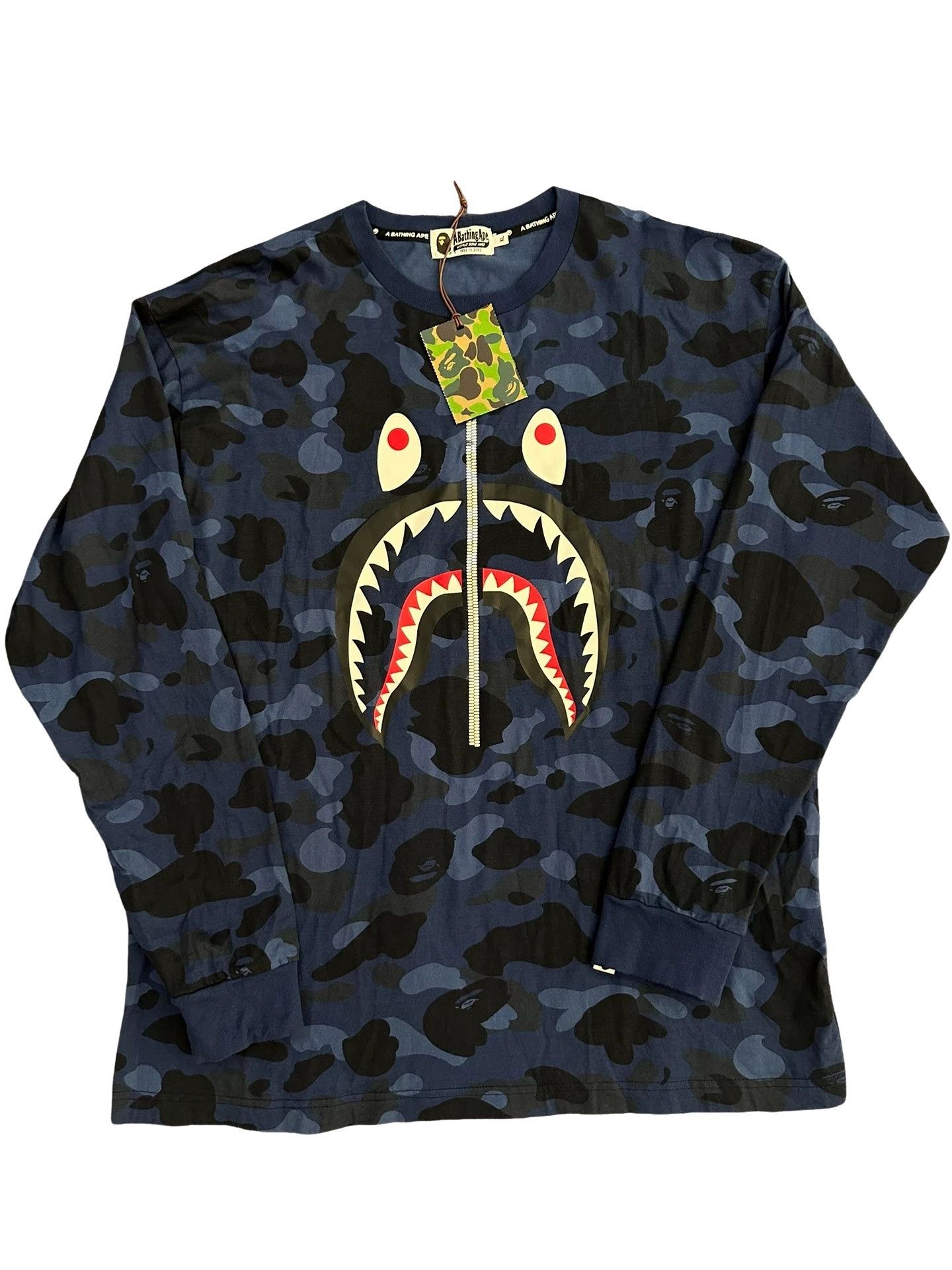 Bape Bape Blue Camo Shark Long Sleeve T-Shirt Size XL Size US XL / EU 56 / 4 - 1 Thumbnail