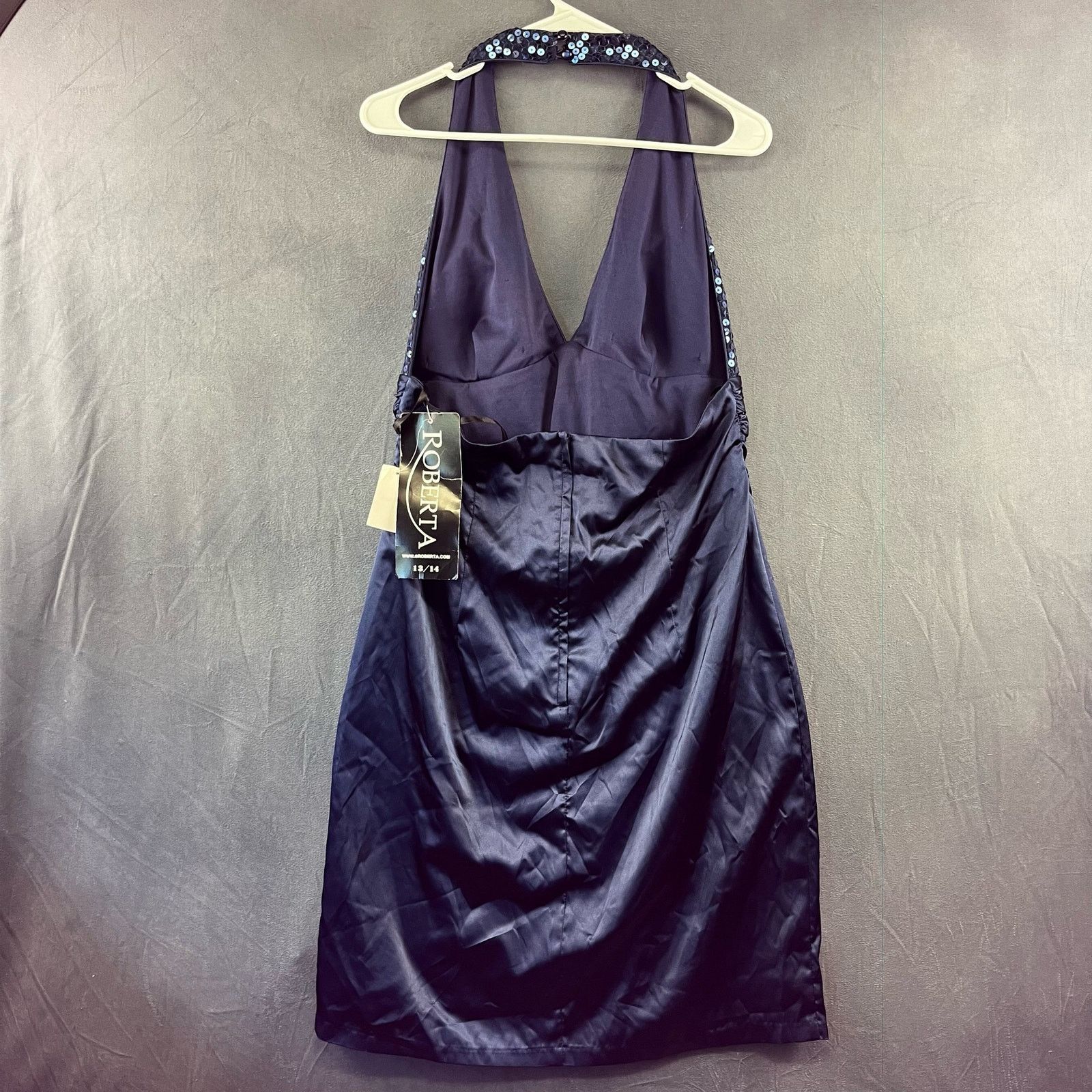 Other Size 13/14 Roberta Sequin Halter Dress Satin Formal Prom Size XL / US 12-14 / IT 48-50 - 2 Thumbnail