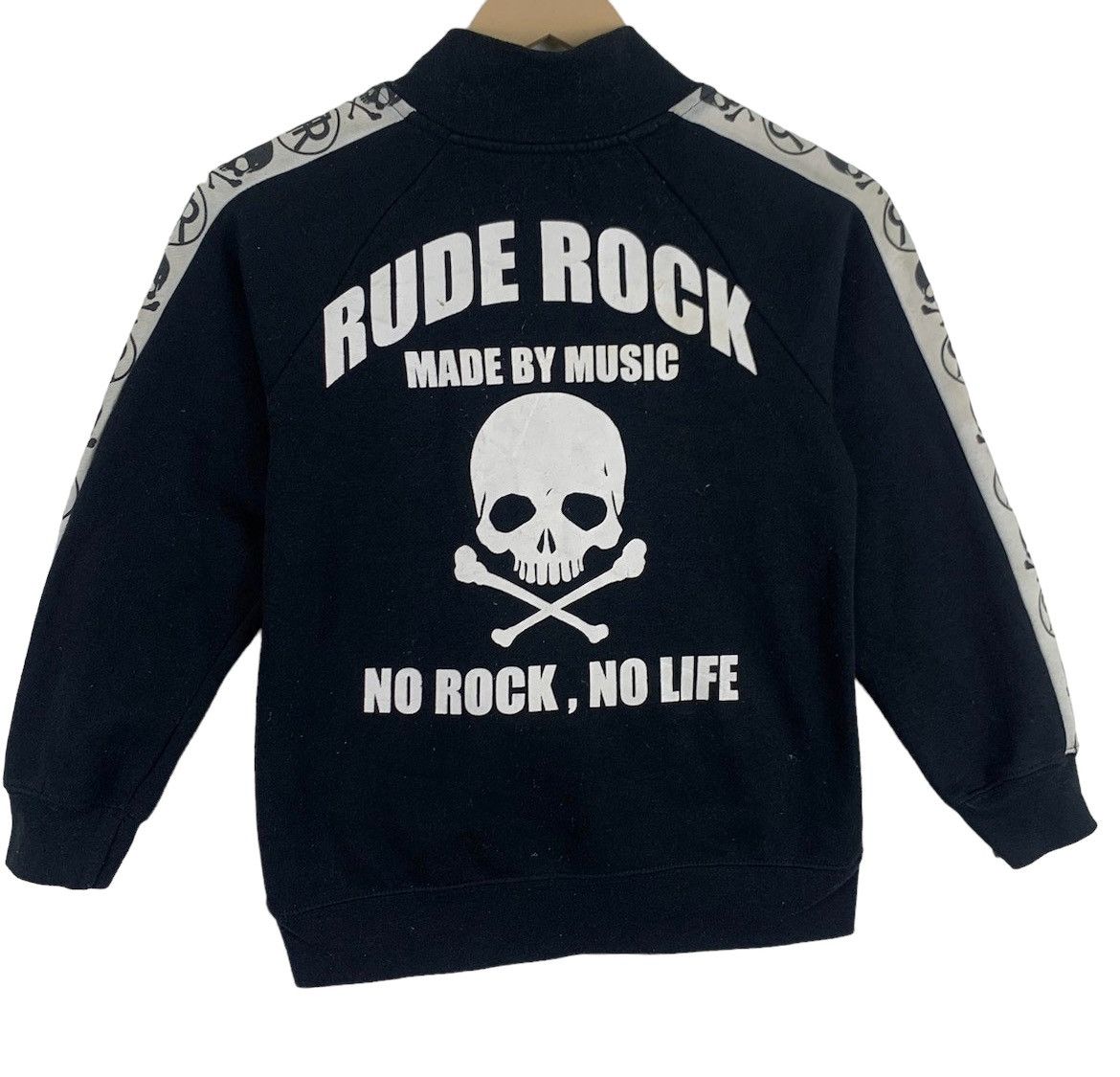 image of Rock Tees x Skulls Rude Rock Skulls Jacket Full Zipper No Rock No Life in Black, Men's (Size XS)