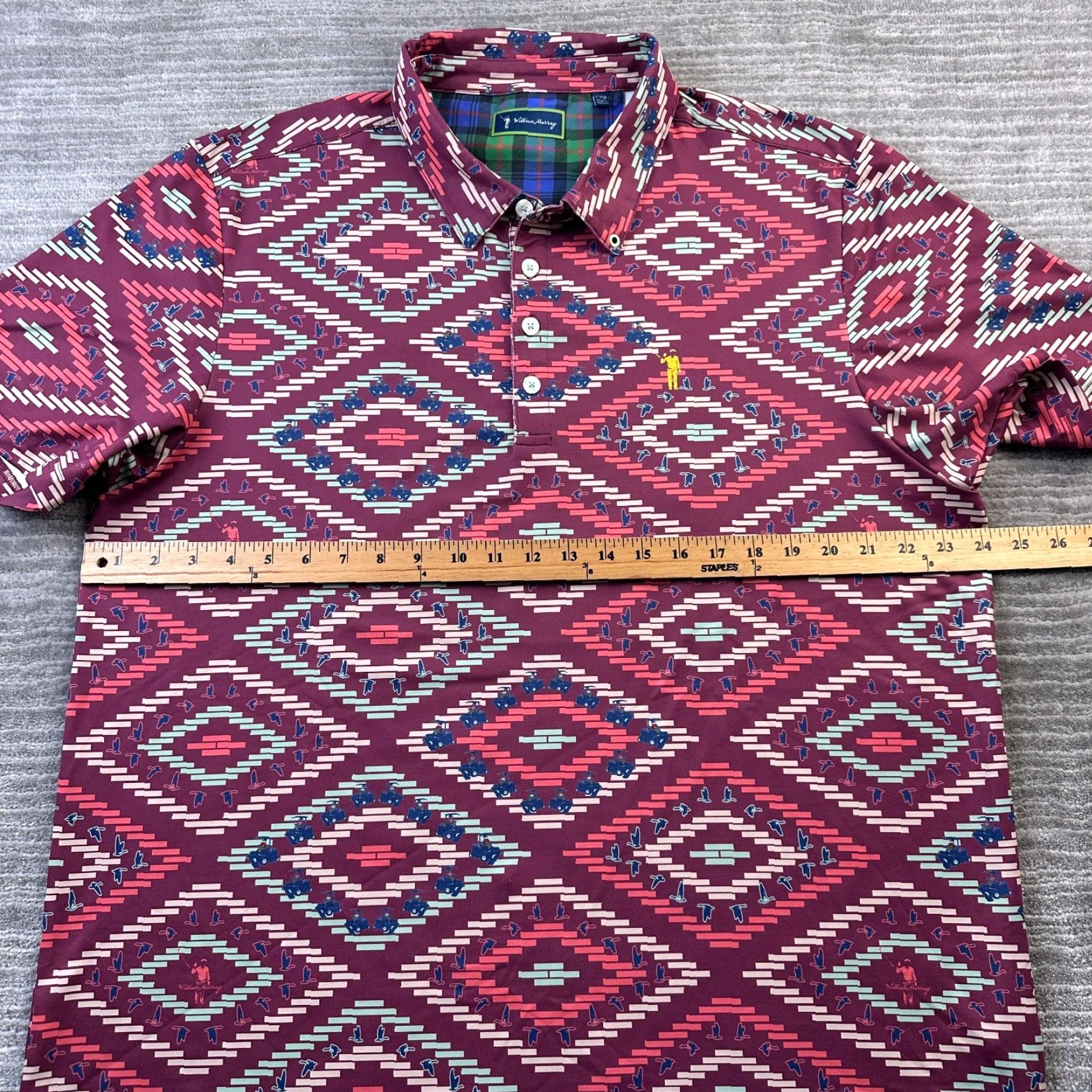 Vintage William Murray Polo Shirt Mens XL All Over Print Golf Performance Size US XL / EU 56 / 4 - 7 Thumbnail