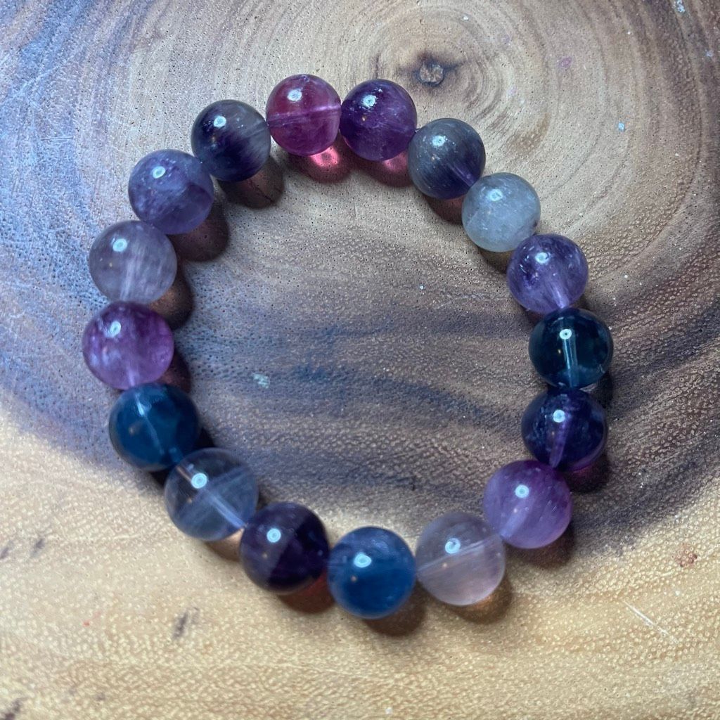 Other Fluorite bracelet striped layers rainbow colors stretch 13mm Size ONE SIZE - 4 Thumbnail