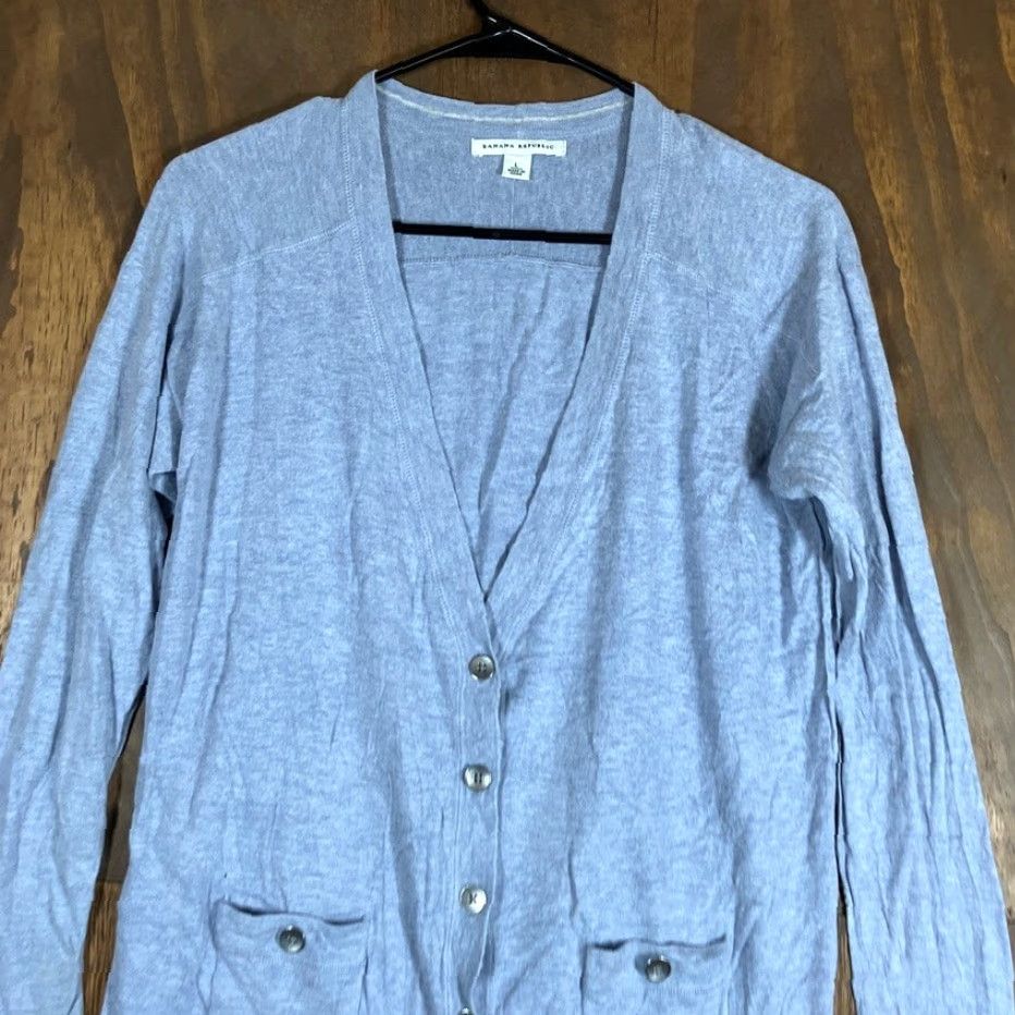 Banana Republic Banana Republic Cardigan Sweater Womens Lavender Button Wool Modal Blend Large Knitted V-Neck Pocketed Cardigan, Casual Workwear Preppy L Size L / US 10 / IT 46 - 2 Thumbnail