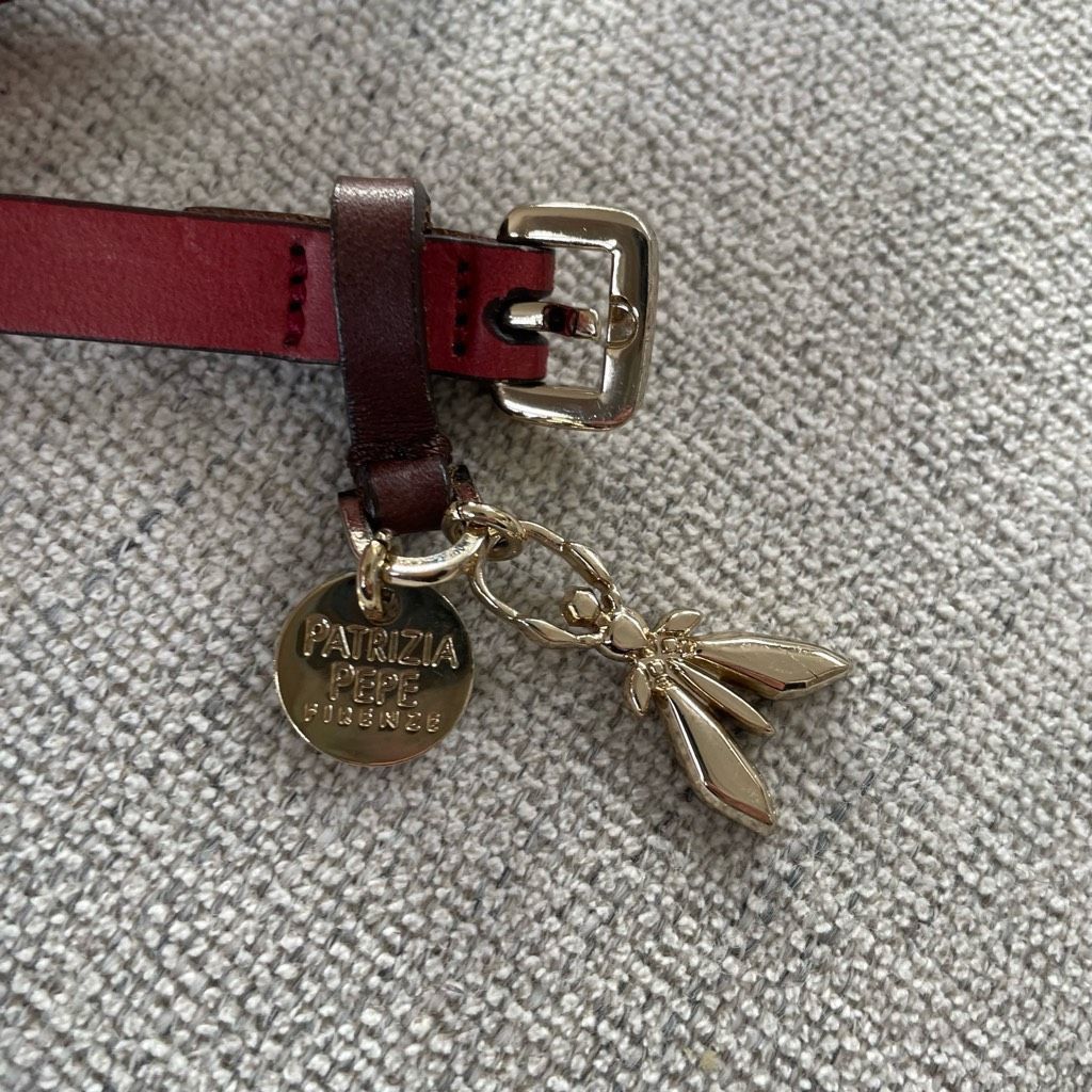 Patrizia Pepe Patrizia Pepe Italian Leather Belt Gold Fly Charm Red Burgun Size ONE SIZE - 3 Thumbnail