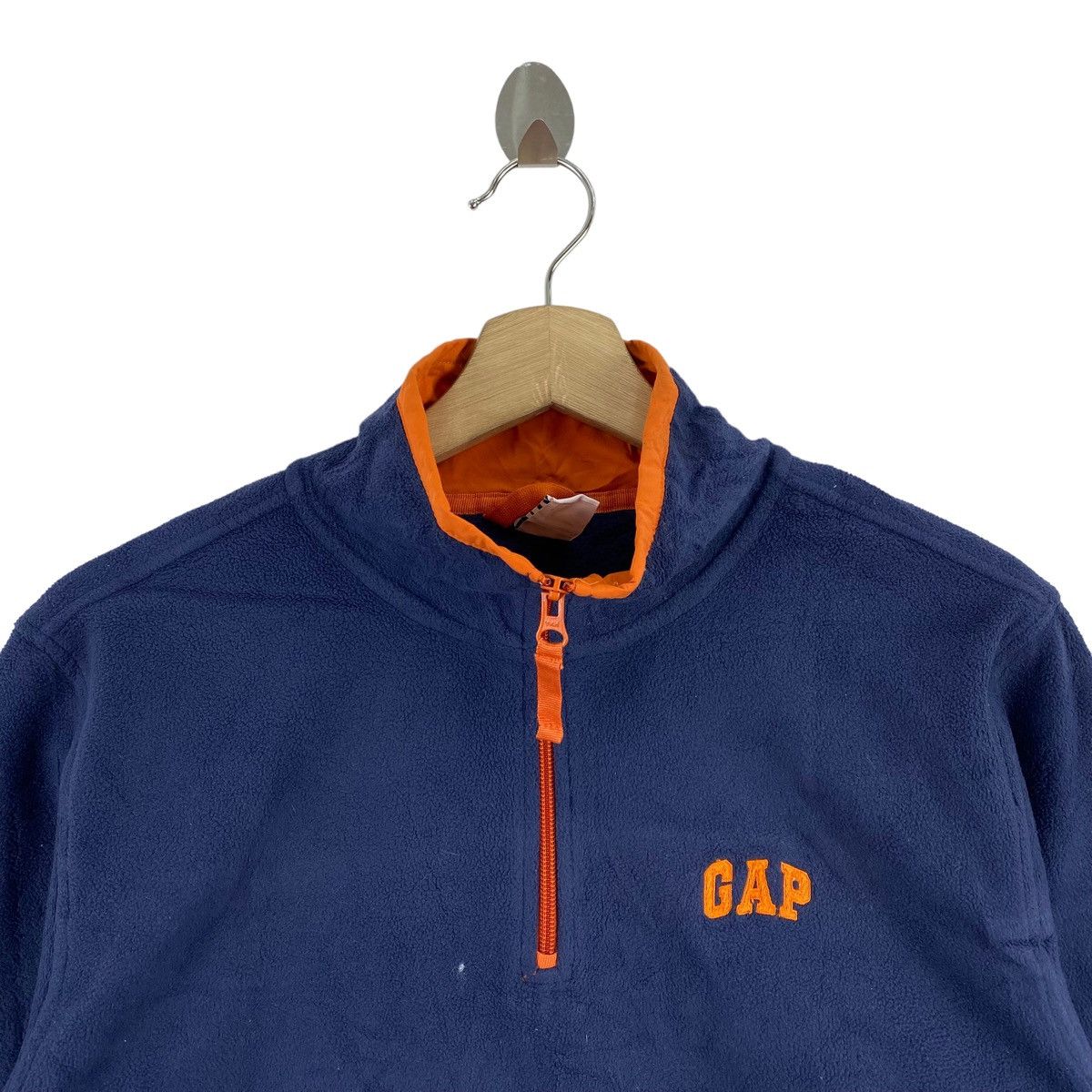 Gap GAP Half Zipper Orange Navy Fleece Sweatshirt Size US M / EU 48-50 / 2 - 2 Thumbnail
