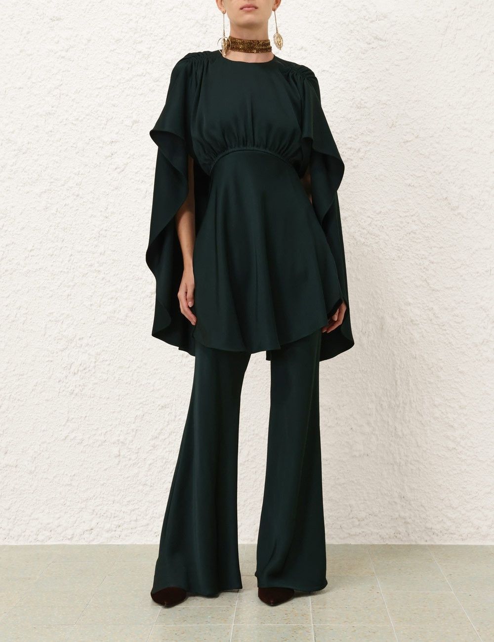 Zimmermann oc11z0925 Eden Slouch Flare Pant in Bottle Green Size 32" / US 10 / IT 46 - 3 Thumbnail