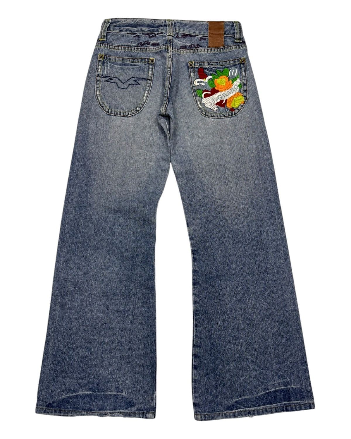 Ed Hardy Flare Jeans L.G HARD Flower Embroidery Ed Hardy Style Jeans Size US 28 / EU 44 - 1 Thumbnail