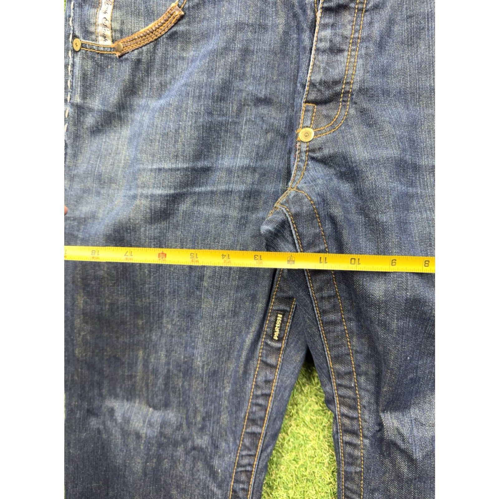 Vintage Parish Jeans Mens 40 Baggy Wide-Leg Flap Pockets Grunge Dark Wash Denim y2k Jeans Size US 40 / EU 56 - 2 Thumbnail