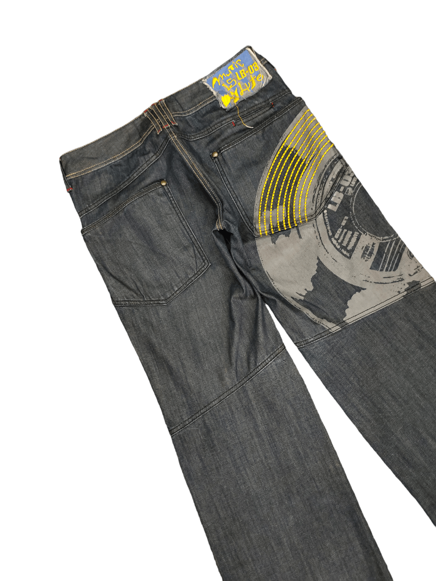 If Six Was Nine LB-03 Embroidered Design Drawstring Wide Loose Denim Pants Size US 29 - 6 Thumbnail