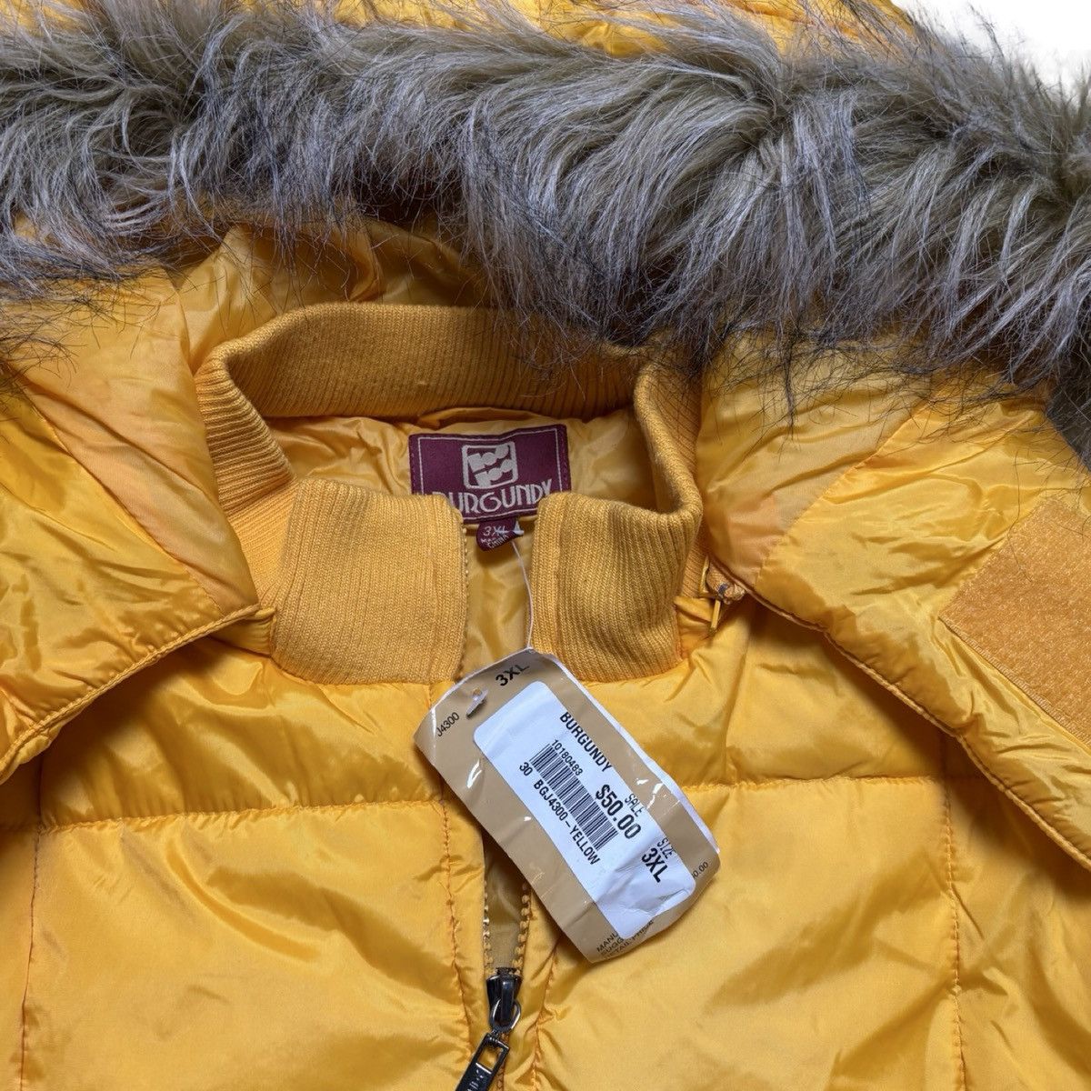 Other Vintage Y2K Yellow Down Puffer Jacket Faux Fur Hood Parka 3X Size US XXL / EU 58 / 5 - 3 Thumbnail