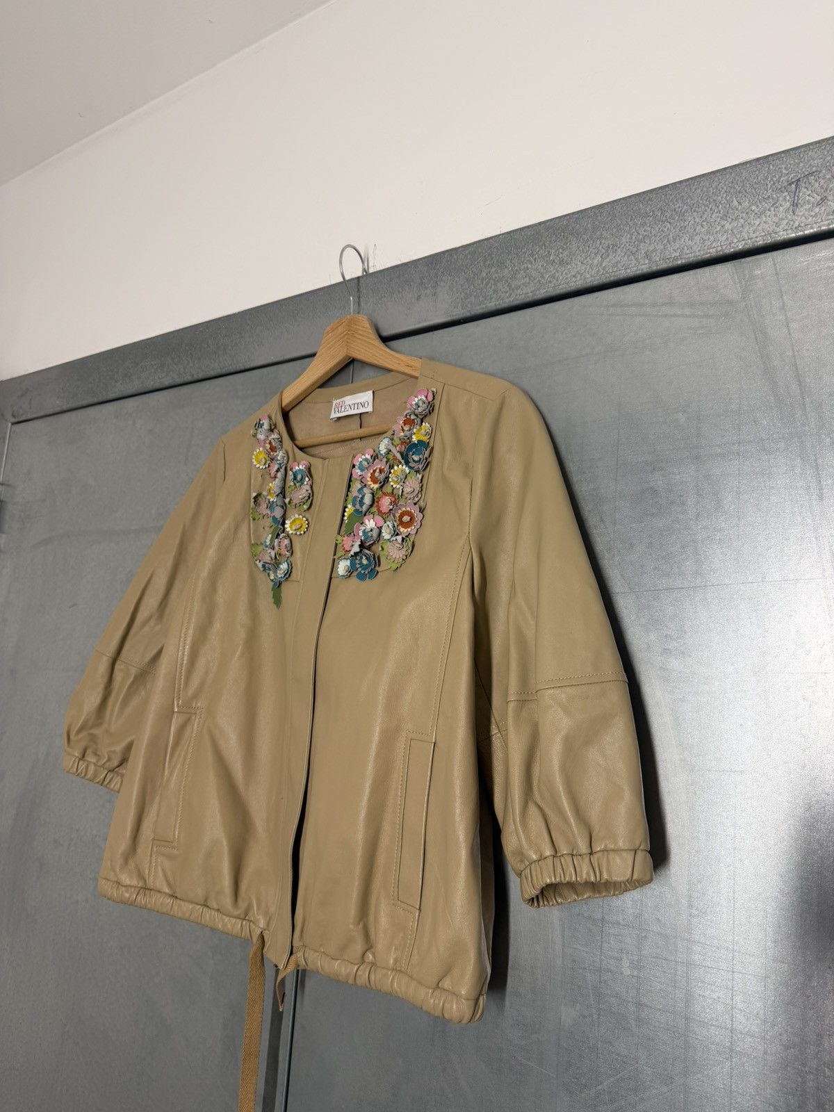 RED Valentino Red Valentino Leather Floral Abstract Jacket Size S / US 4 / IT 40 - 4 Thumbnail