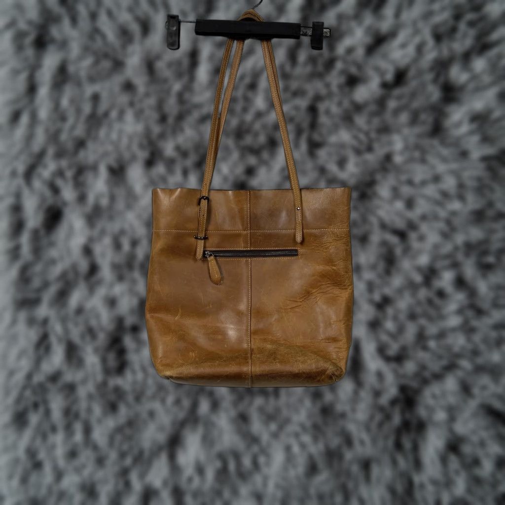 Vintage S-ZONE Distressed Leather Tote Bag Large Brown Zip Shoulder Bag Womens Size ONE SIZE - 1 Thumbnail