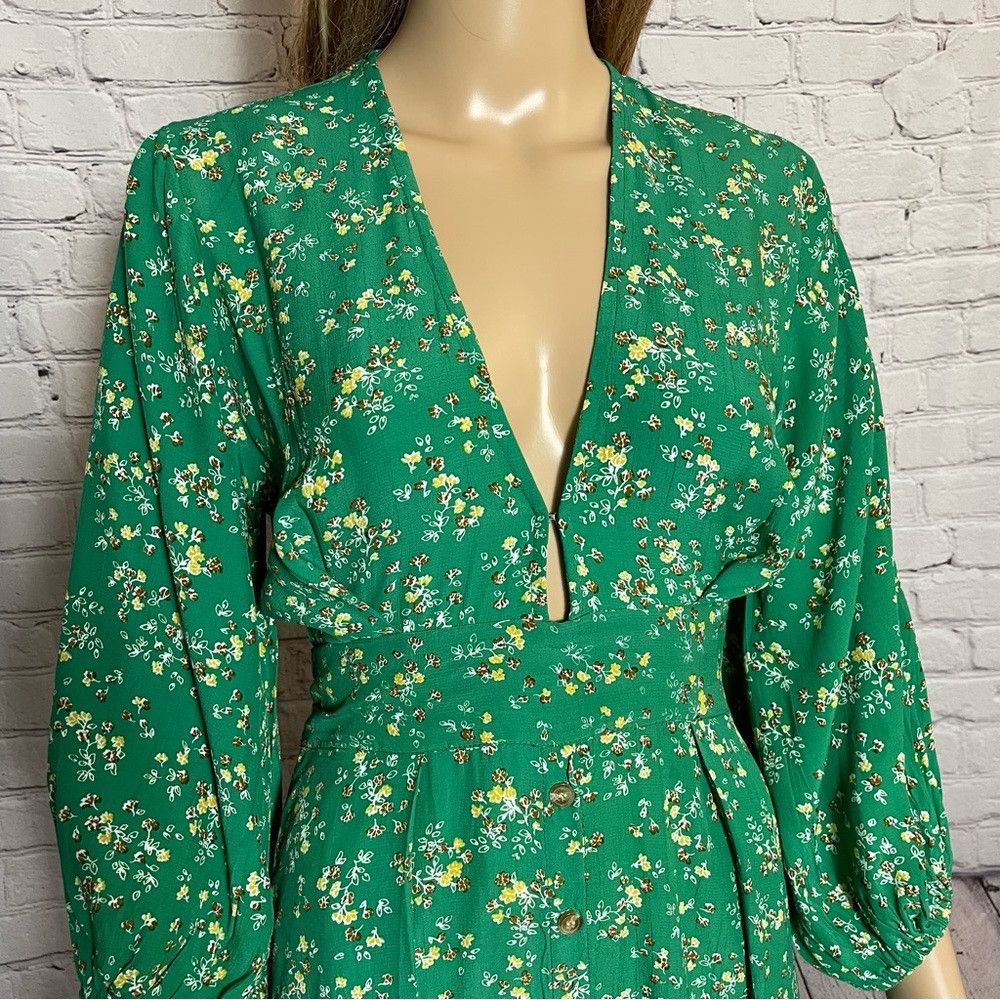 FAITHFULL Faithfull The Brand Margo Green Floral Mini Dress Size S Size S / US 4 / IT 40 - 4 Thumbnail
