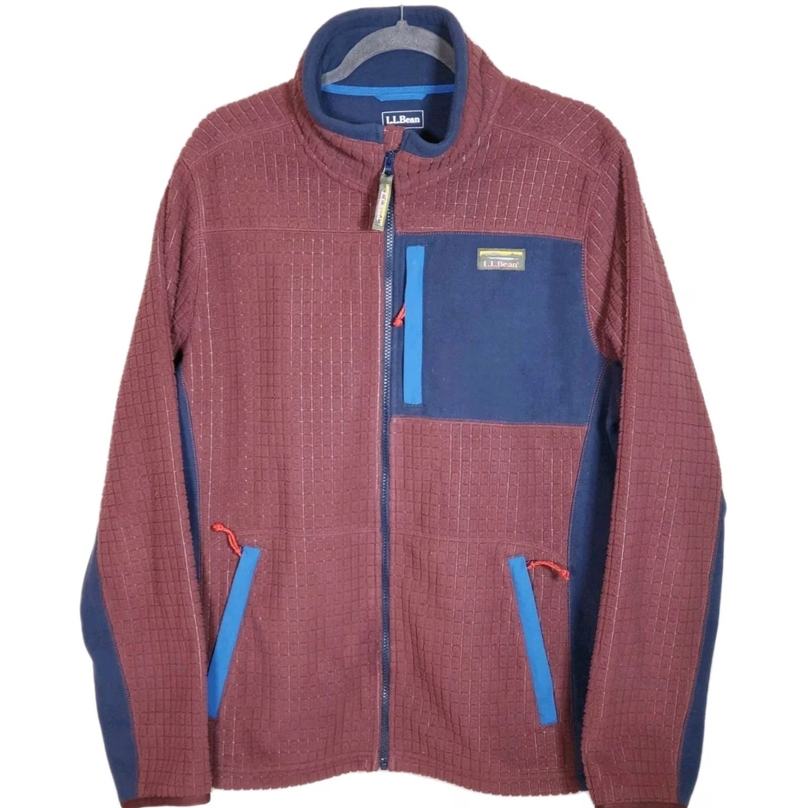 Vintage VINTAGE L.L.Bean Mountain Classic Windproof Fleece Jacket Hoodie Maroon and Blue XL Mens Size US XL / EU 56 / 4 - 2 Thumbnail