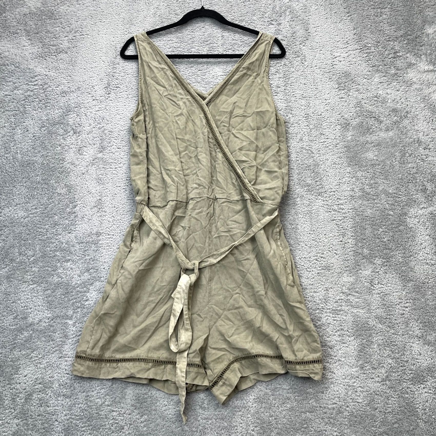 Anthropologie Anthropologie Romper Womens Large Green Cloth And Stone Lace Trim Pockets Size 36" / US 14 / IT 50 - 2 Thumbnail