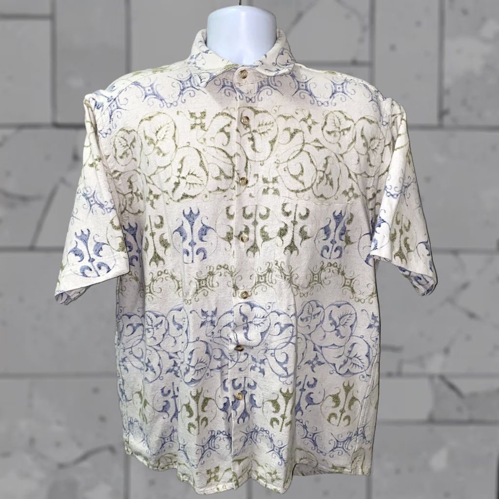 Tom Tailor TOM TAILOR Shirt Men L Multicolor Button Front Cotton/Linen Short Sleeve Geometric Casual Button-Up Clothing Size US L / EU 52-54 / 3 - 1 Thumbnail