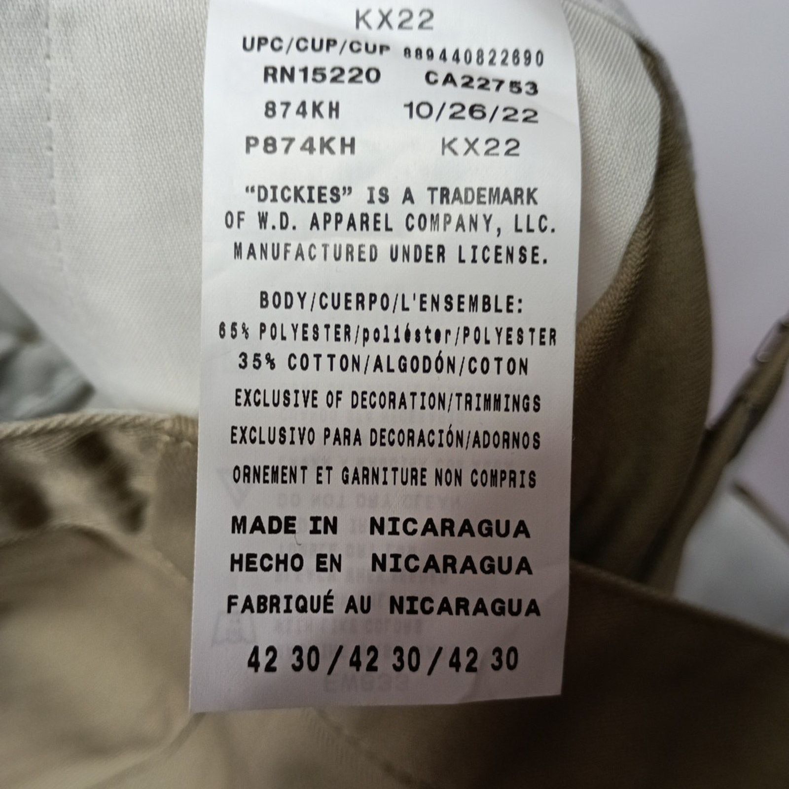 Dickies Dickies 874 Work Pants Men's 42x30 Khaki Original Fit Size US 42 / EU 58 - 5 Thumbnail