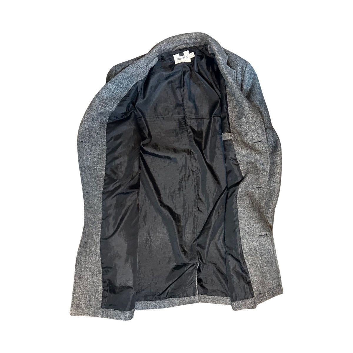 Topman Topman Gray Topcoat Notch Lapel Overcoat INSIDE TEAR Size US S / EU 44-46 / 1 - 4 Thumbnail