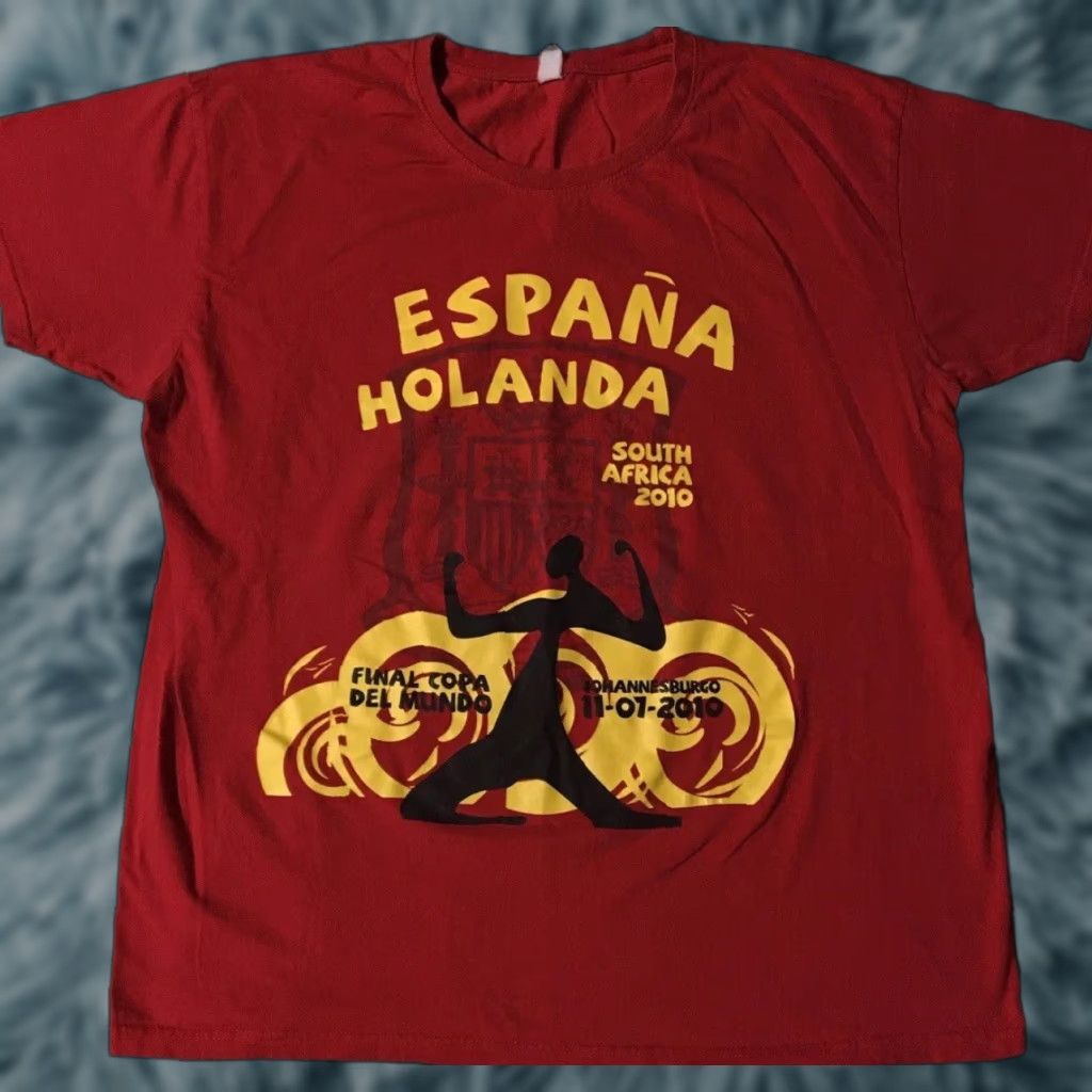 Vintage VINTAGE World Cup 2010 Finals Netherlands Vs Spain Shirt XL Football FIFA Red Men T-Shirt USA 80s 90s Retro Sports Team Soccer Size US XL / EU 56 / 4 - 1 Thumbnail