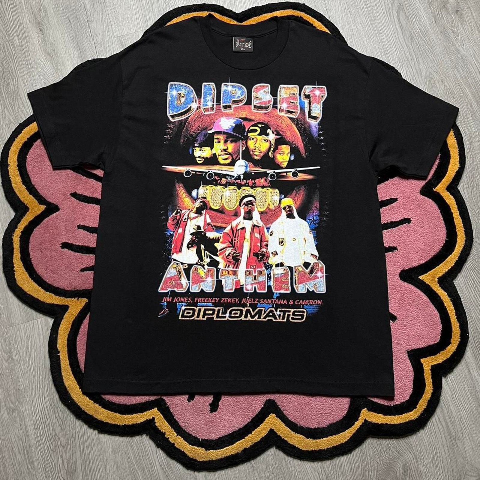 Image of Darien Bruze x Rap Tees Dbruze Dipset Diplomats Graphic Rap T-Shirt Size XL in Black, Men's