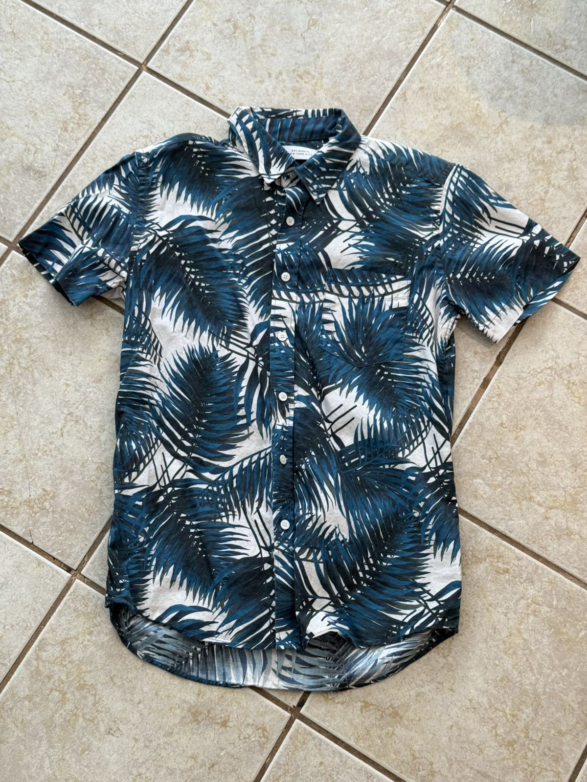 Saturdays NYC Short Sleeve Button Down Floral Print Shirt Size US S / EU 44-46 / 1 - 1 Thumbnail