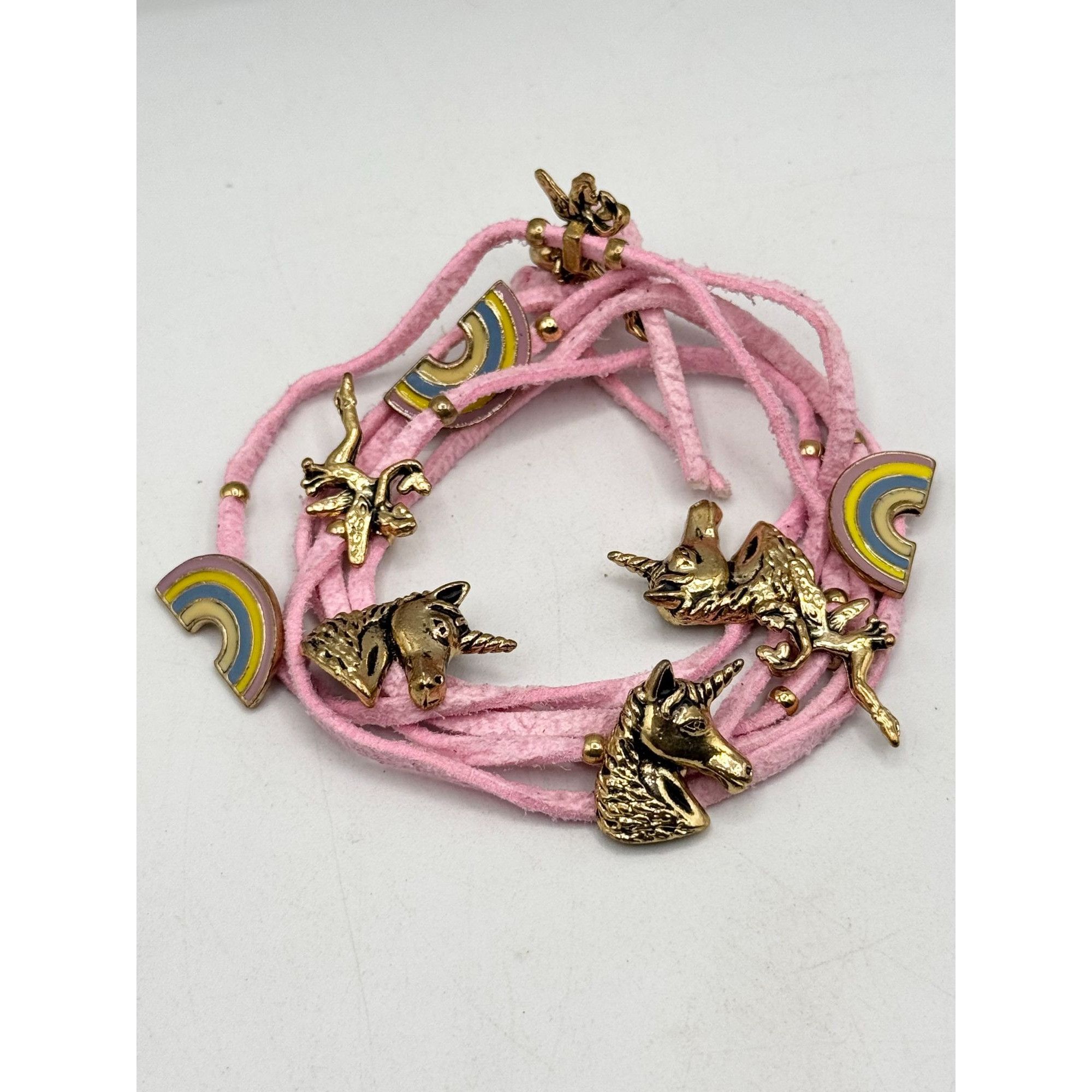 Other Pink suede enamel rainbow fairy unicorn charm wrap bracelet Size ONE SIZE - 2 Thumbnail