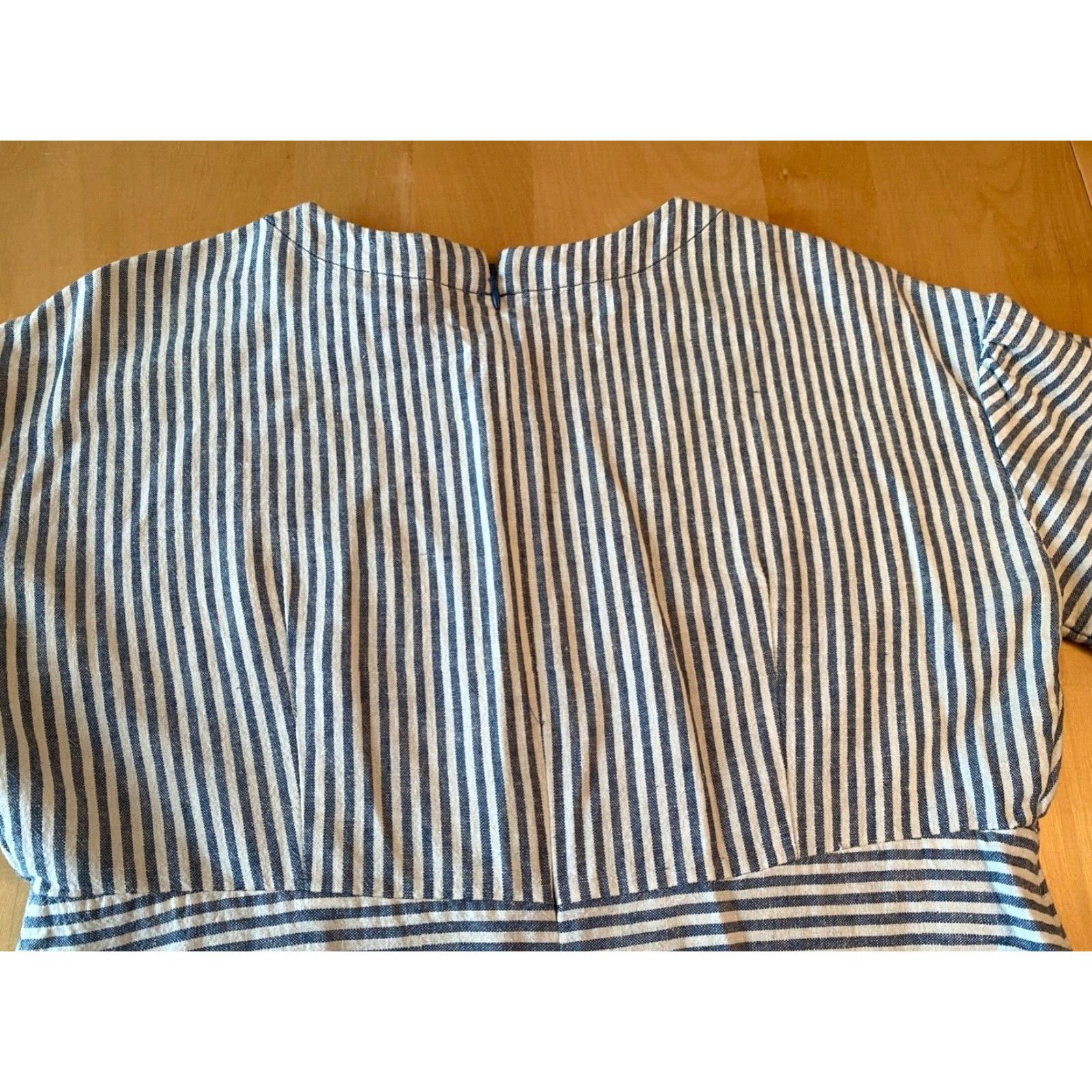 VINTAGE Lands\' End Dress Womens SZ 4 Linen Blend Striped Casual Coastal  Knee Length Blue Womens N/A - crrs.pl