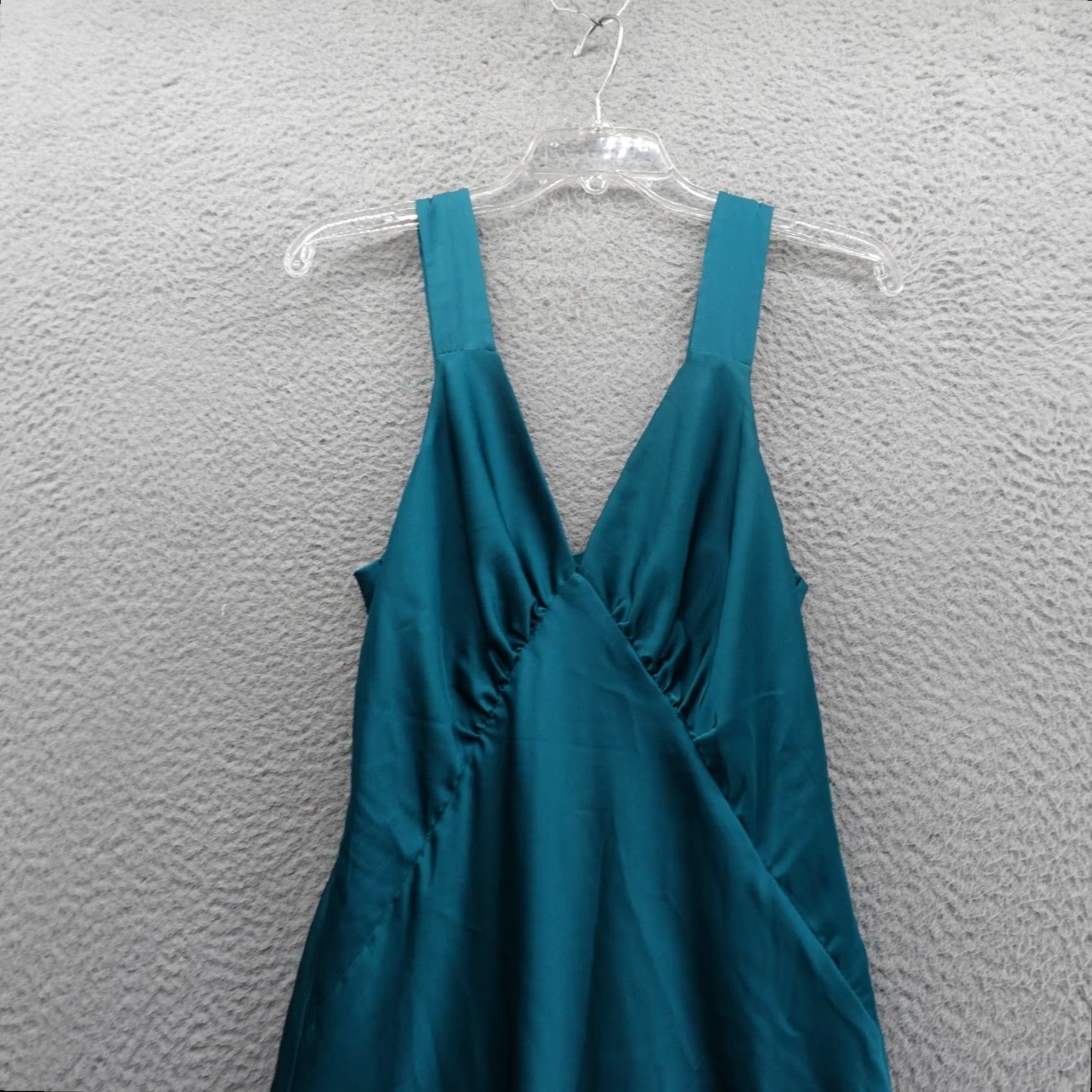 VINTAGE House of Harlow 1960 Art Deco Satin Maxi Slip Dress Small Blue Teal  Women Formal