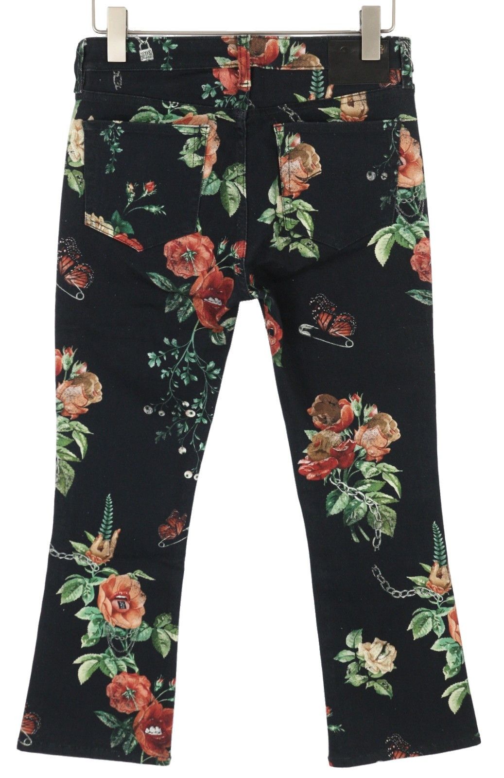 R13 KICK FIT 27 Black Floral Print Ankle Cropped Jeans 85830 Size 27" / US 4 / IT 40 - 2 Thumbnail