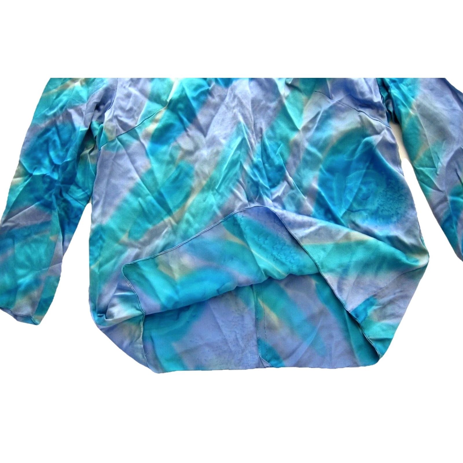 Vintage VINTAGE Suk-Hui Ltd. Scottsdale Blouse Shirt Silk Blue Tie Dye Long Sleeve M-L Women Size M / US 6-8 / IT 42-44 - 7 Thumbnail
