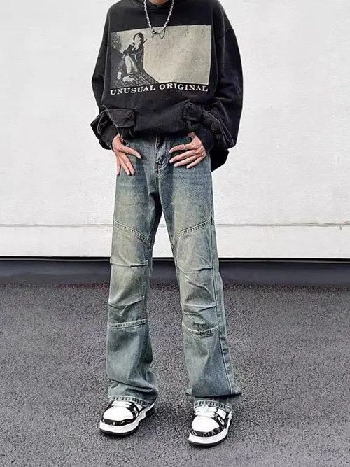 Japanese Brand × Jean Vintage washed patchwork loose zipper jeans Size US 32 / EU 48 - 2 Thumbnail