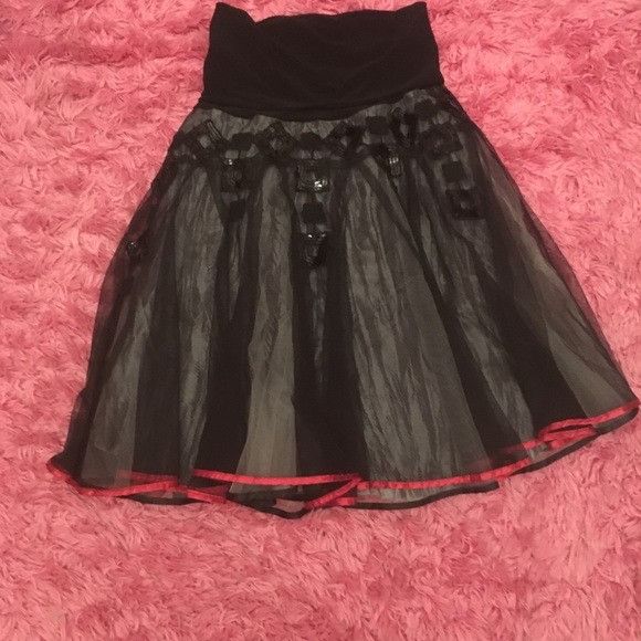 Vintage Ariella black tulle sequin fold-over full Skirt Size 27" / US 4 / IT 40 - 4 Thumbnail
