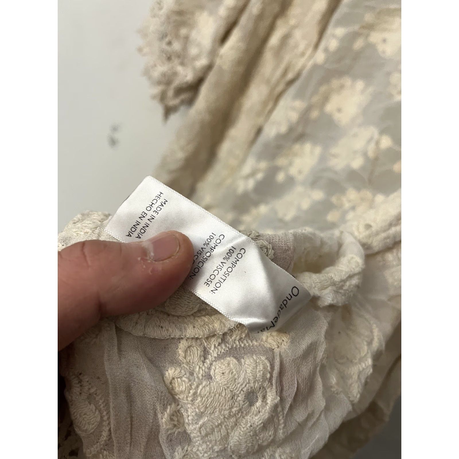 Vintage Onda de Mar Swim Cover-Up Size Small Cream Crochet Knit Fringe Size ONE SIZE - 3 Thumbnail
