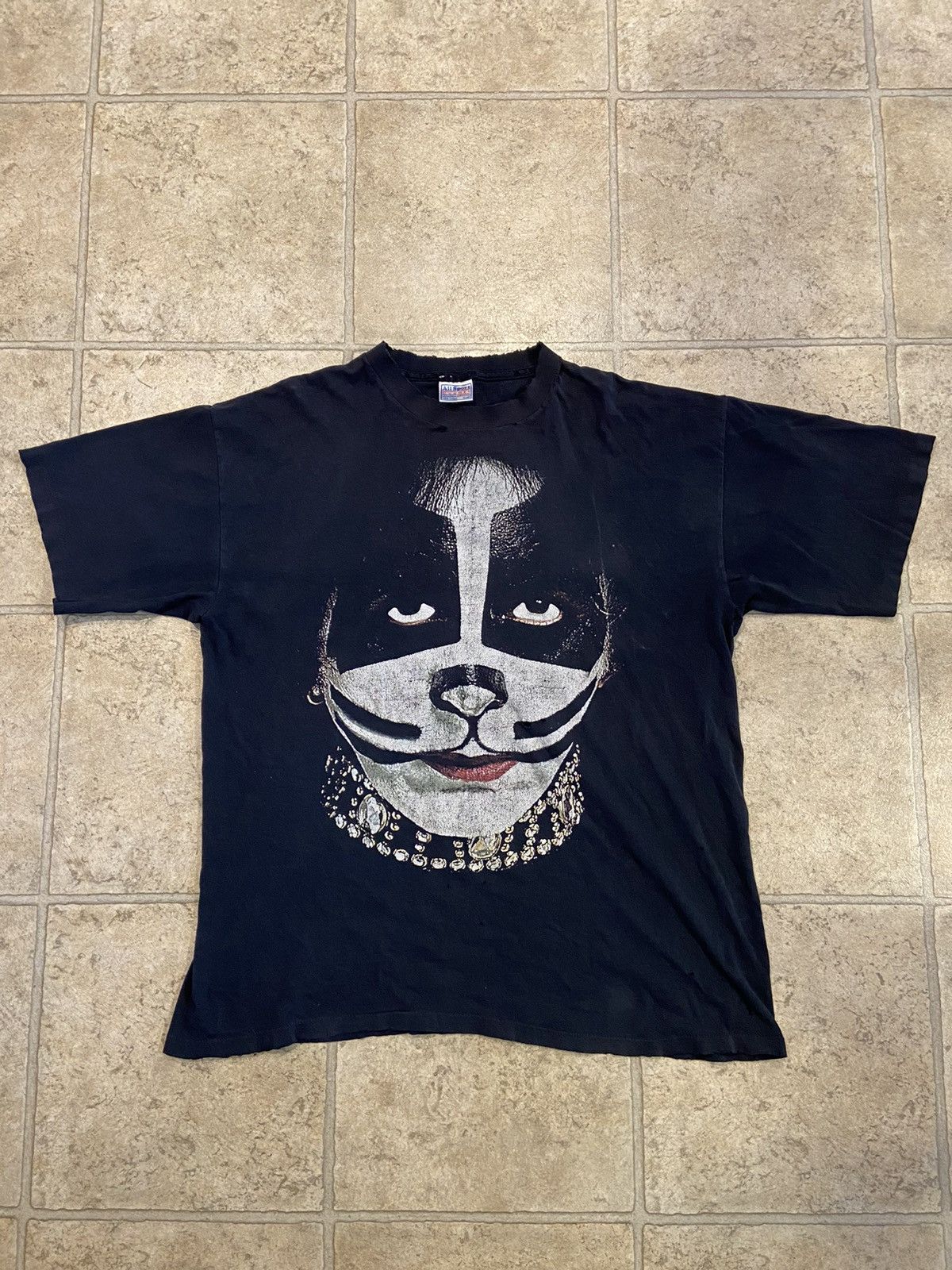 image of Band Tees x Kiss Vintage 2000 Kiss Peter Criss Big Face Catman Band Shirt in Black, Men's (Size XL)