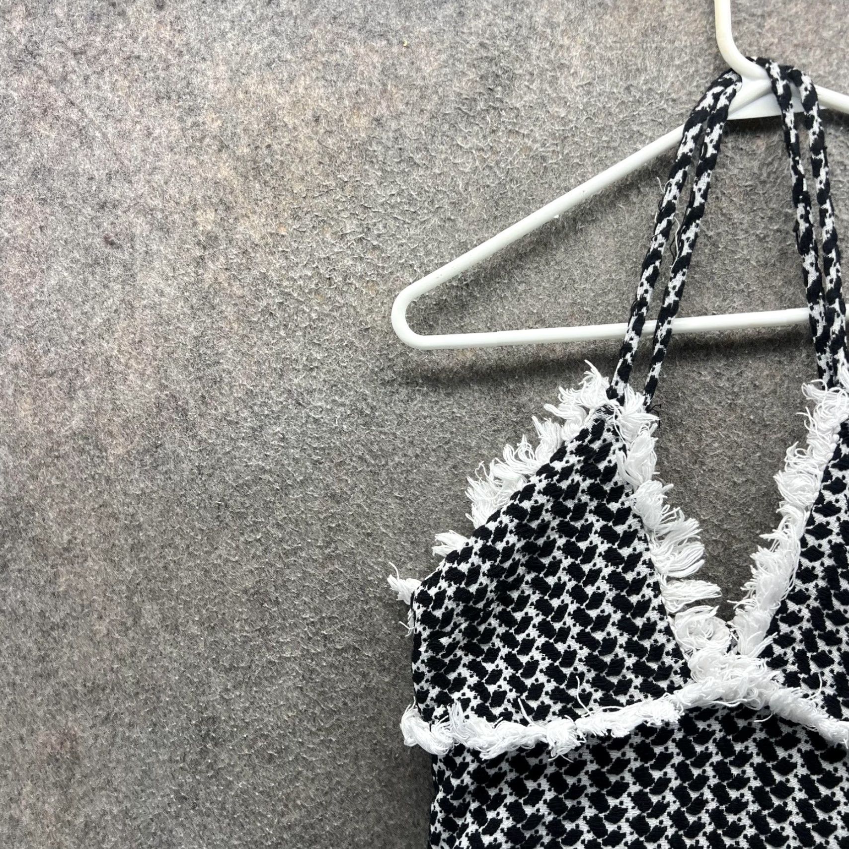 Dodo Bar Or Dodo Bar Or Dress Womens Small Black Houndstooth Halter Fringe Swing Sundress Size S / US 4 / IT 40 - 6 Thumbnail
