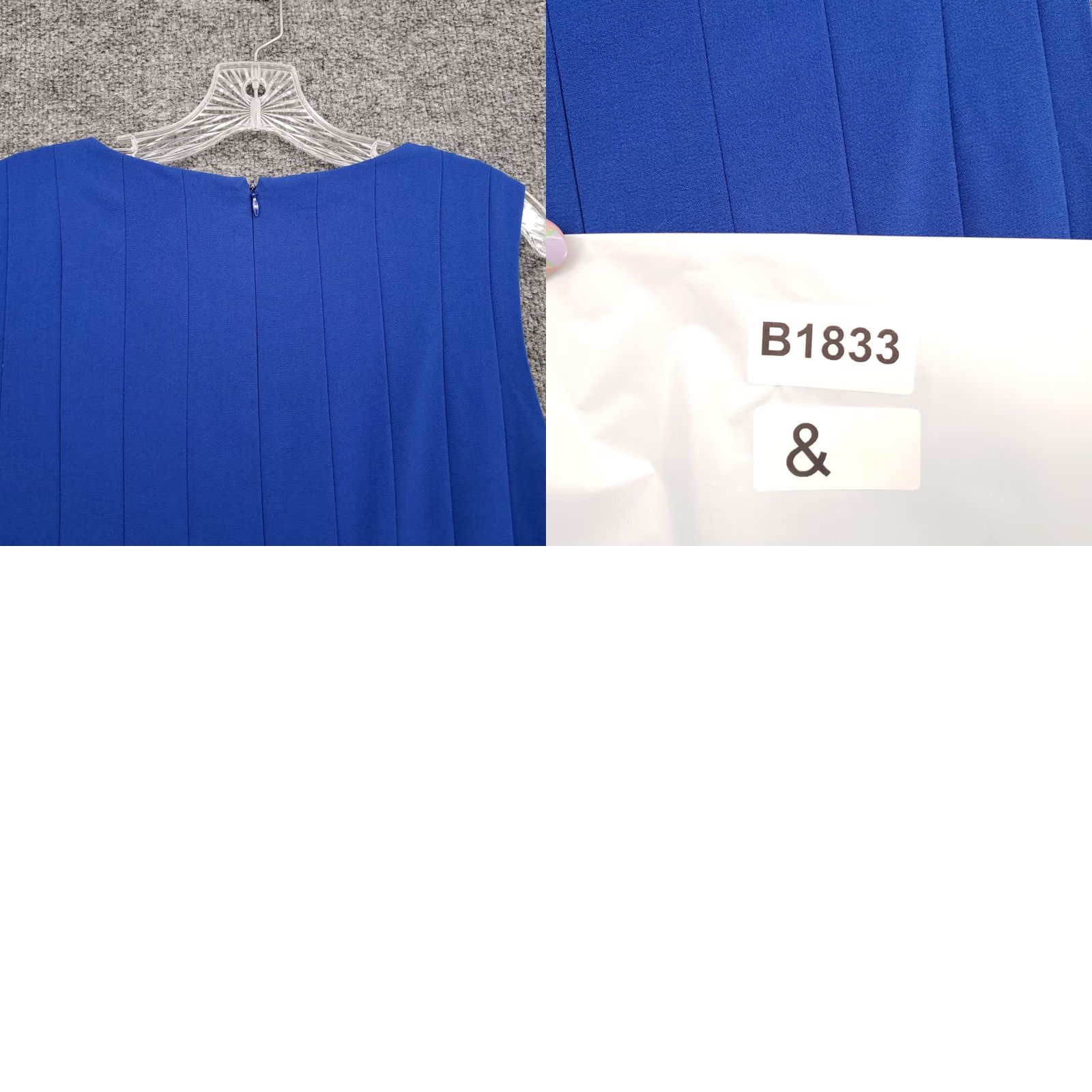 Ellen Tracy Ellen Tracy Dress Womens 14W Plus Blue Fit & Flare Sleeveless Pleated Stretch Knee Length Zipper Cap Sleeve Round Neck Business Casual Party Womens Size XL / US 12-14 / IT 48-50 - 9 Thumbnail