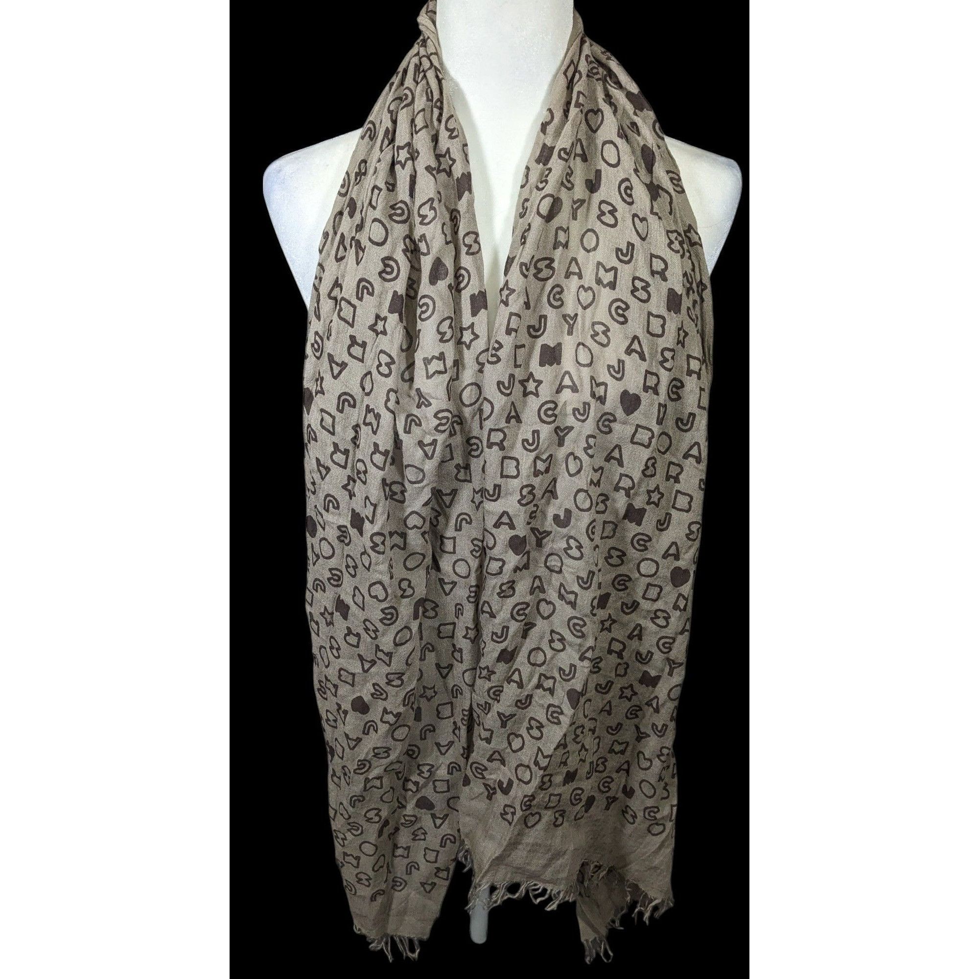 Marc by Marc Jacobs Marc By Marc Jacobs Grey And Black Allover Letter Print Scar Size ONE SIZE - 1 Thumbnail