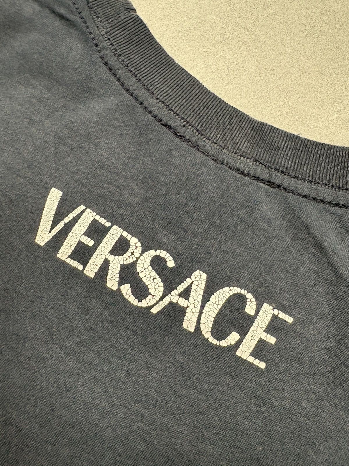 Versace Vintage Burnt Versace Jeans Couture Distressed Logo T-Shirt Size US XL / EU 56 / 4 - 12 Thumbnail