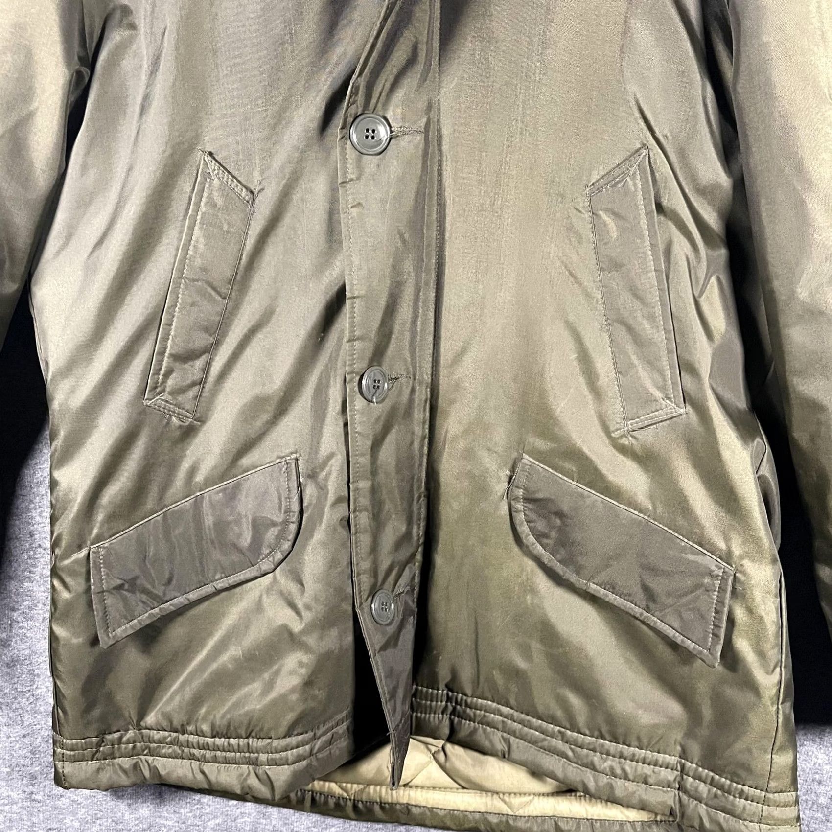 Olive VINTAGE Timber King Jacket Mens Large Olive Green Hooded Quilt Lined Parka YKK Size US L / EU 52-54 / 3 - 5 Thumbnail