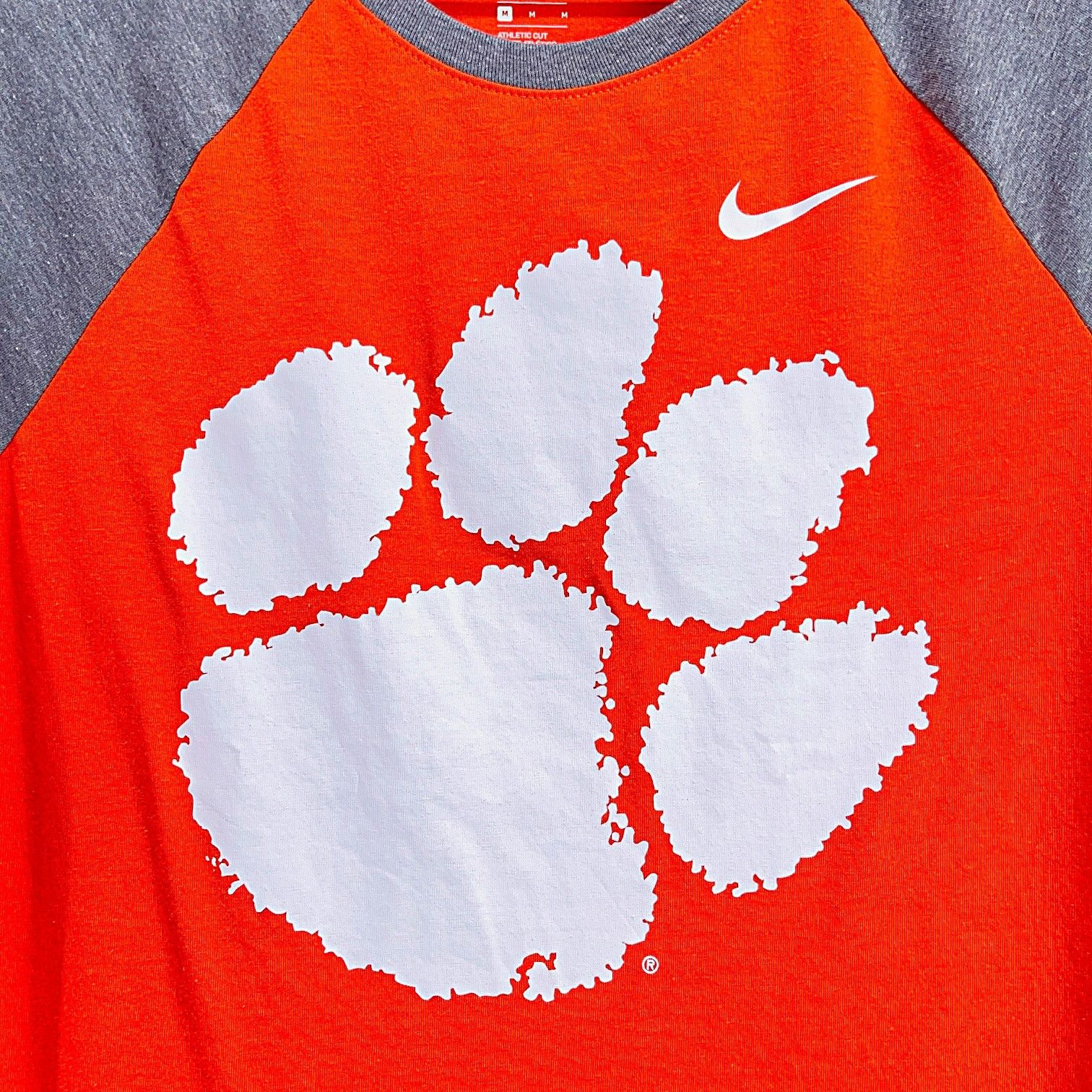 Other Clemson Tigers Nike Tee Orange Gray Raglan Sleeve Womens M Size M / US 6-8 / IT 42-44 - 2 Thumbnail