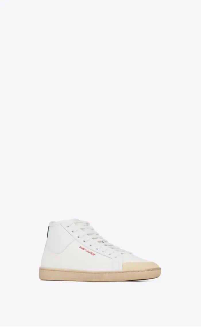 Saint Laurent Paris o1bcso1str1124 Court Classic Sl/39 Mid Top Sneakers in White Size US 10 / IT 40 - 2 Thumbnail