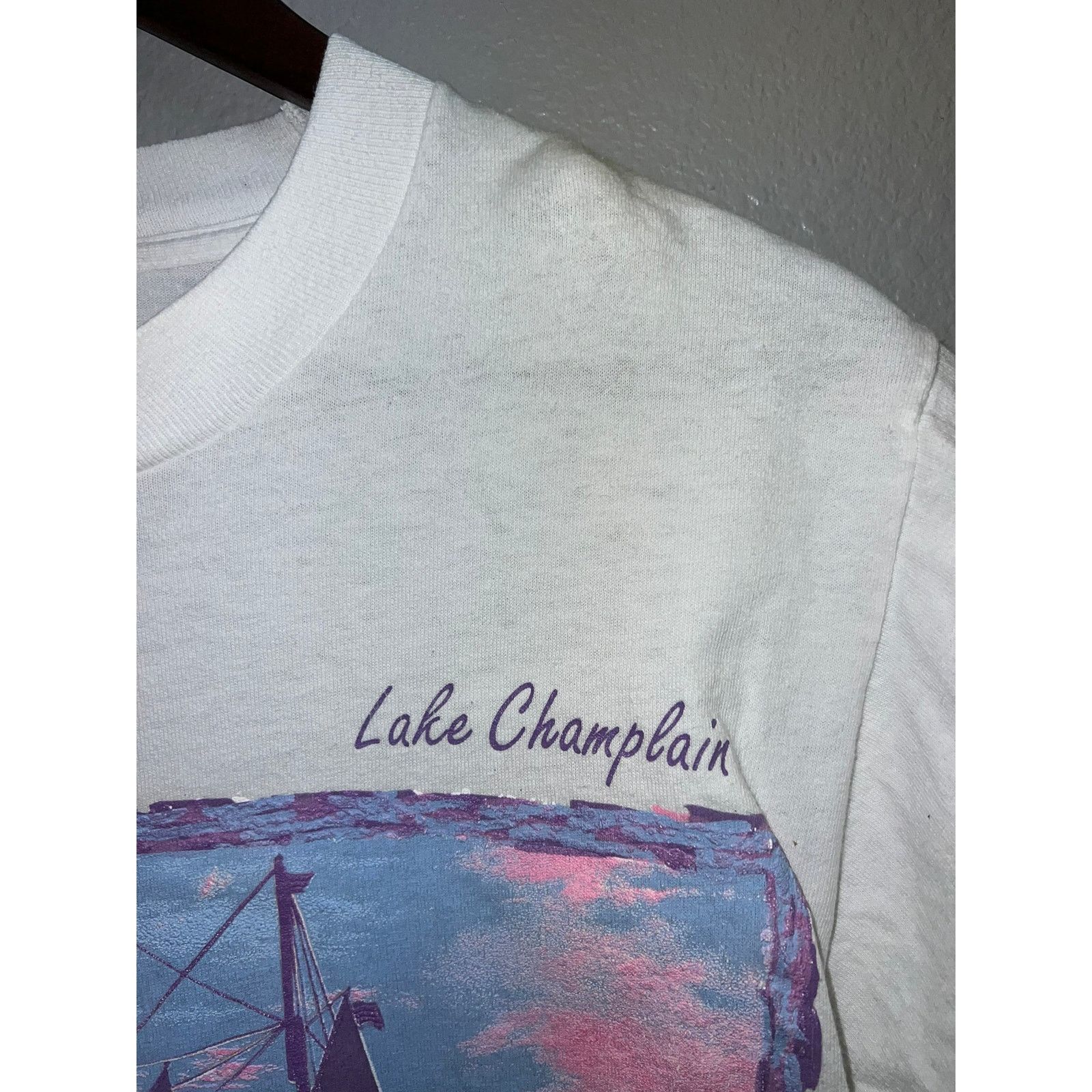 Fruit Of The Loom Vintage Lake Champlain Shirt Sailboat Sunset Tee VA 90s M Size US M / EU 48-50 / 2 - 8 Thumbnail